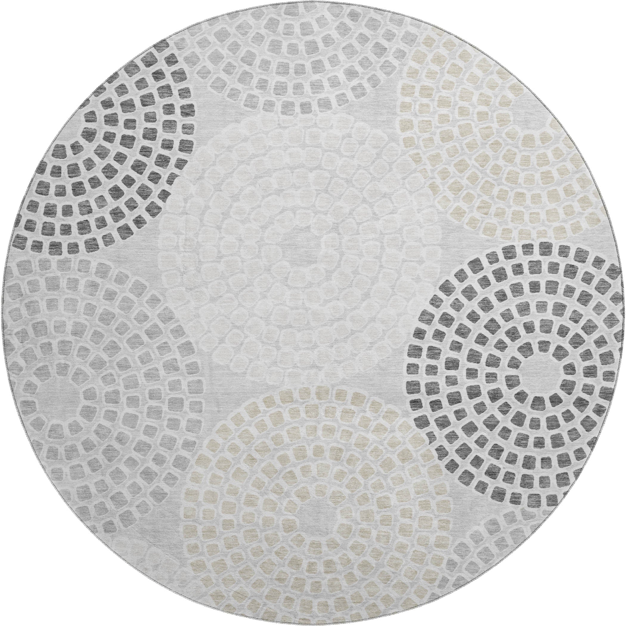 Colombo Machine Washable Transitional Gray Rug 8' x 8' #shape_Round