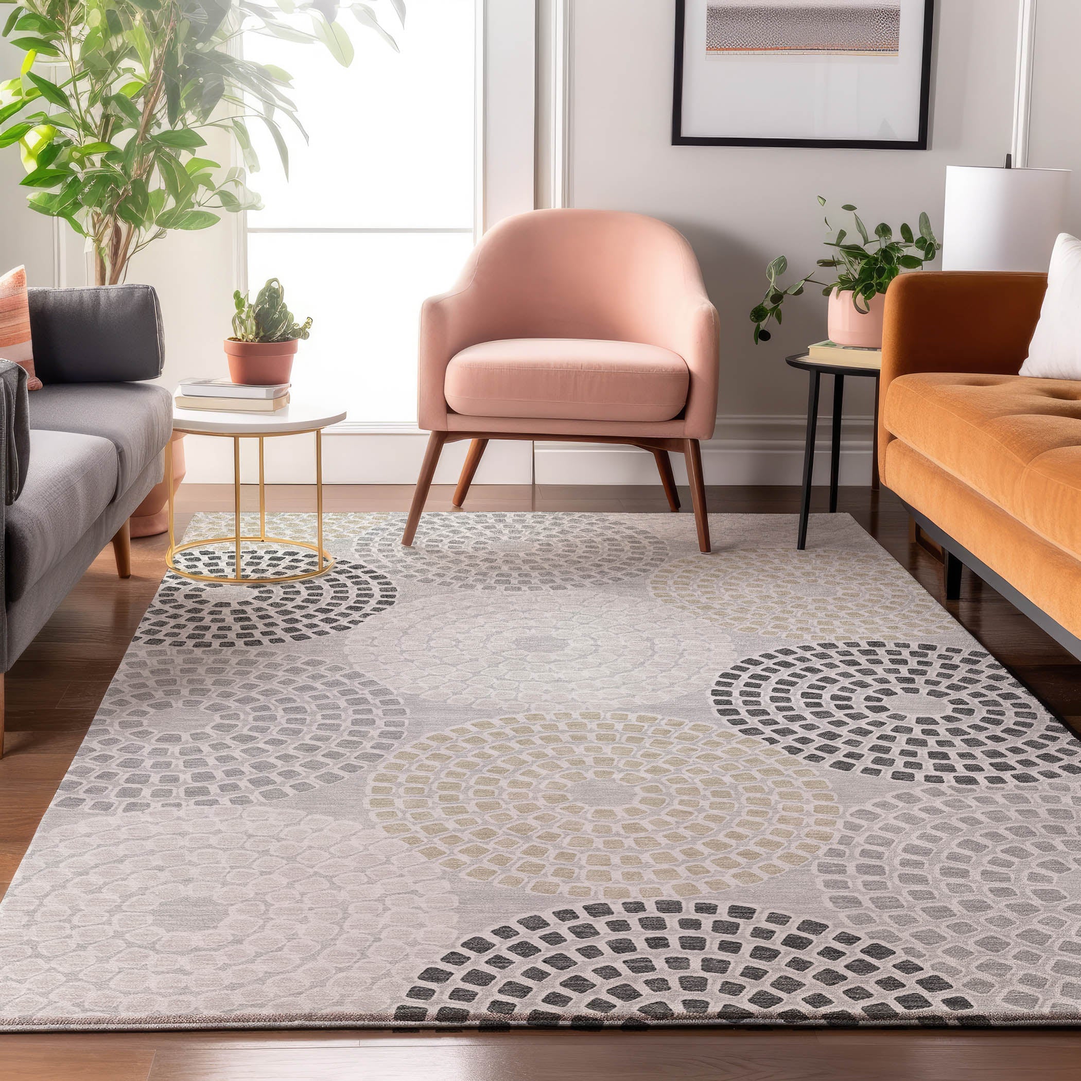 Colombo Machine Washable Transitional Gray Rug 2'6" x 3'10" #shape_Rectangle