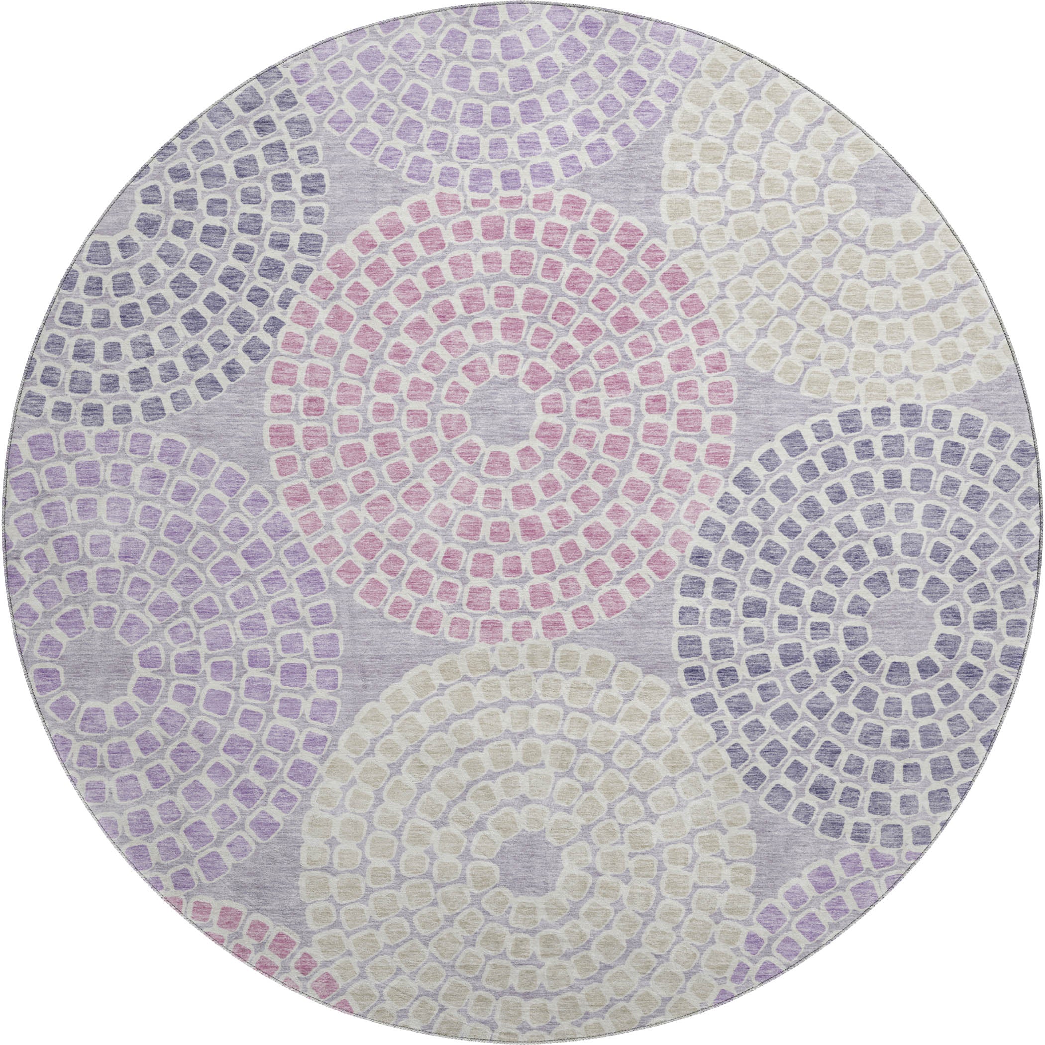 Colombo Machine Washable Transitional Lavender Purple Rug 8' x 8' #shape_Round