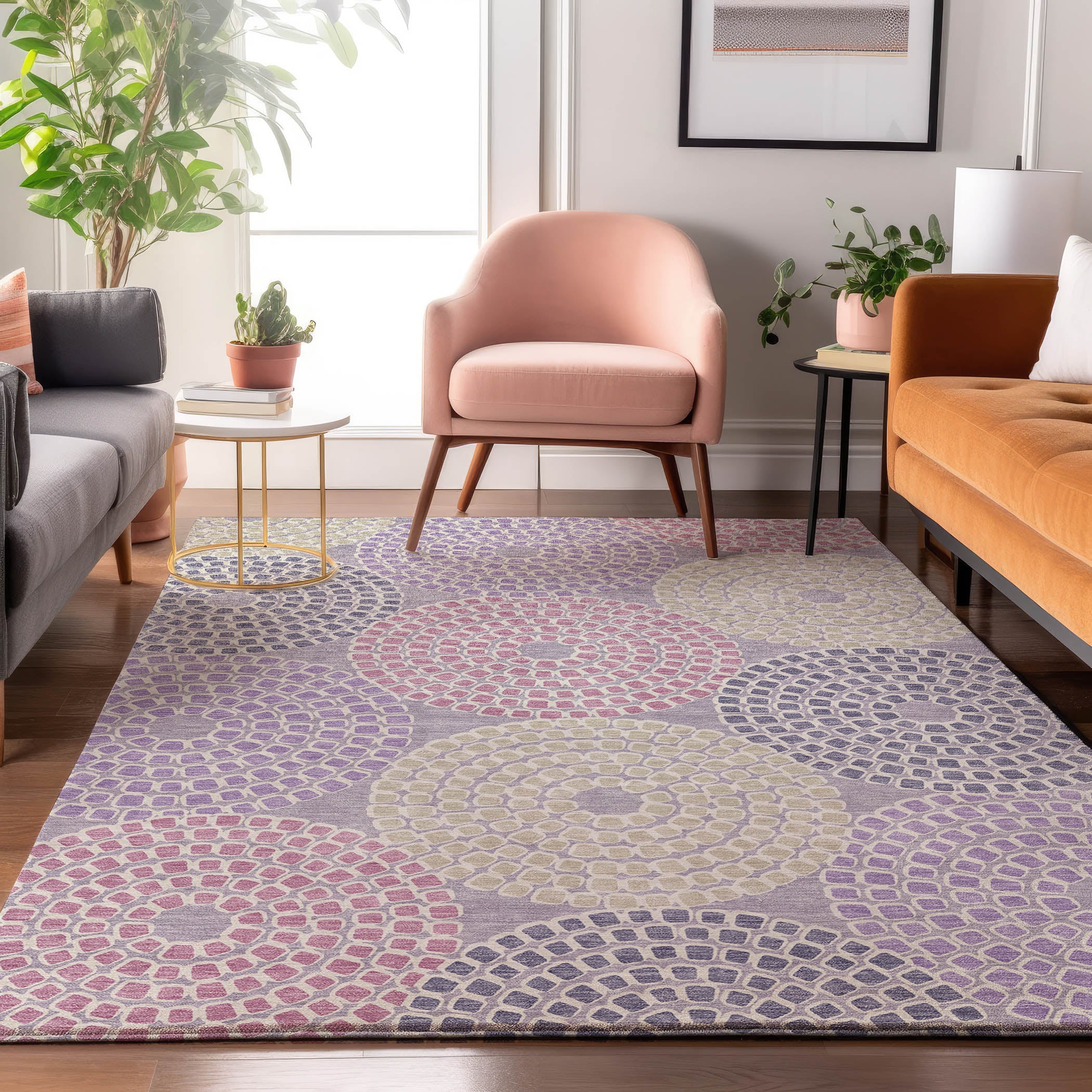 Colombo Machine Washable Transitional Lavender Purple Rug 2'6" x 3'10" #shape_Rectangle