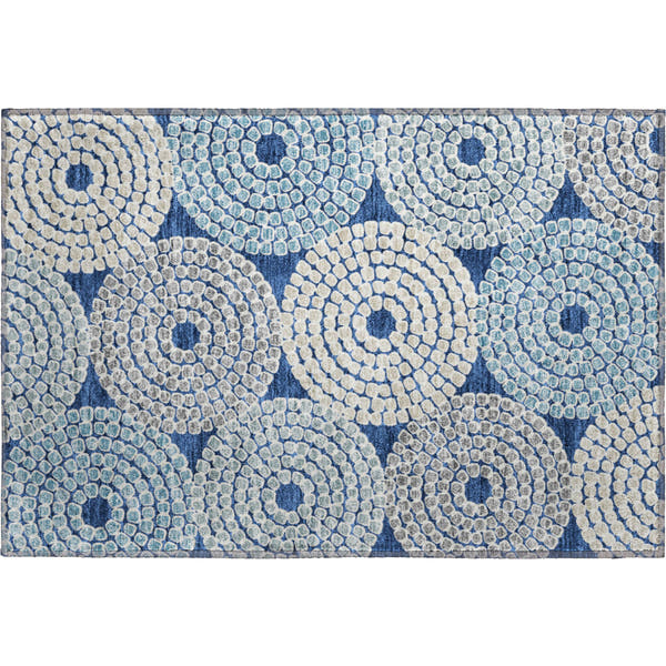 Colombo Machine Washable Transitional Navy Blue Rug 1'8" x 2'6"