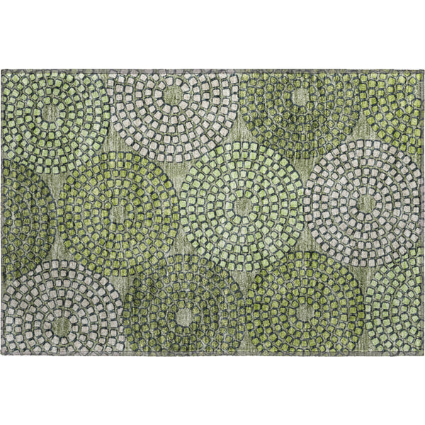 Colombo Machine Washable Transitional Olive Green Rug 1'8" x 2'6"