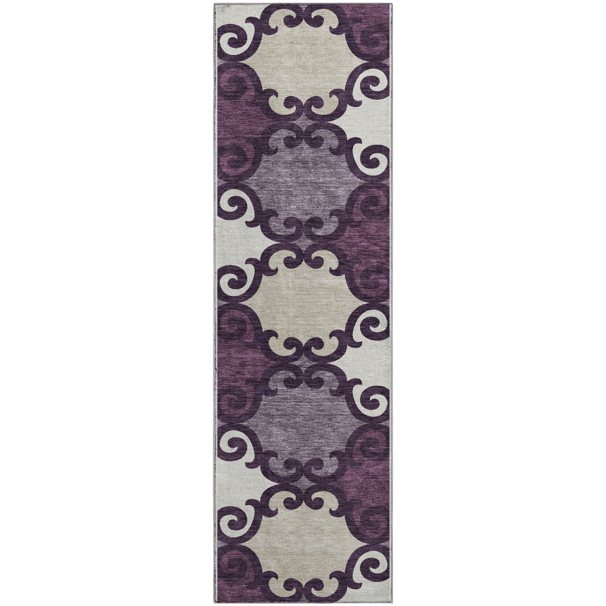 Nairobi Machine Washable Transitional Eggplant Purple Rug 2'3" x 7'6" #shape_Runner