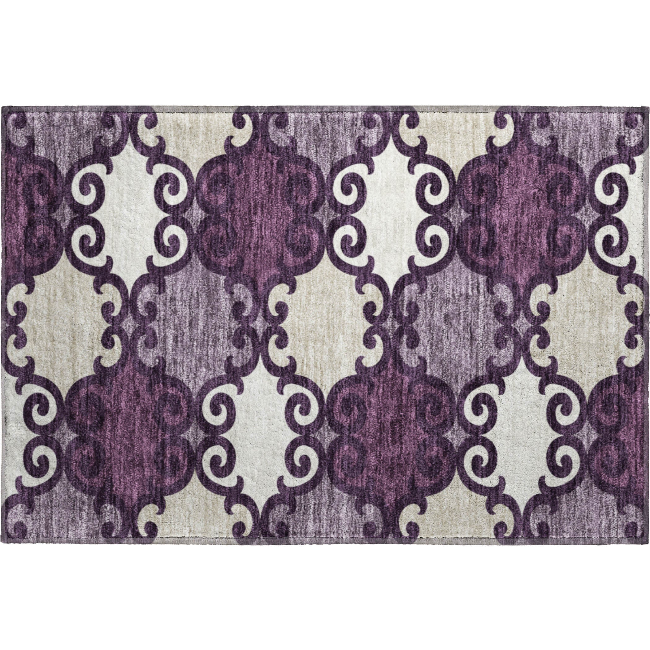 Nairobi Machine Washable Transitional Eggplant Purple Rug 1'8" x 2'6" #shape_Rectangle