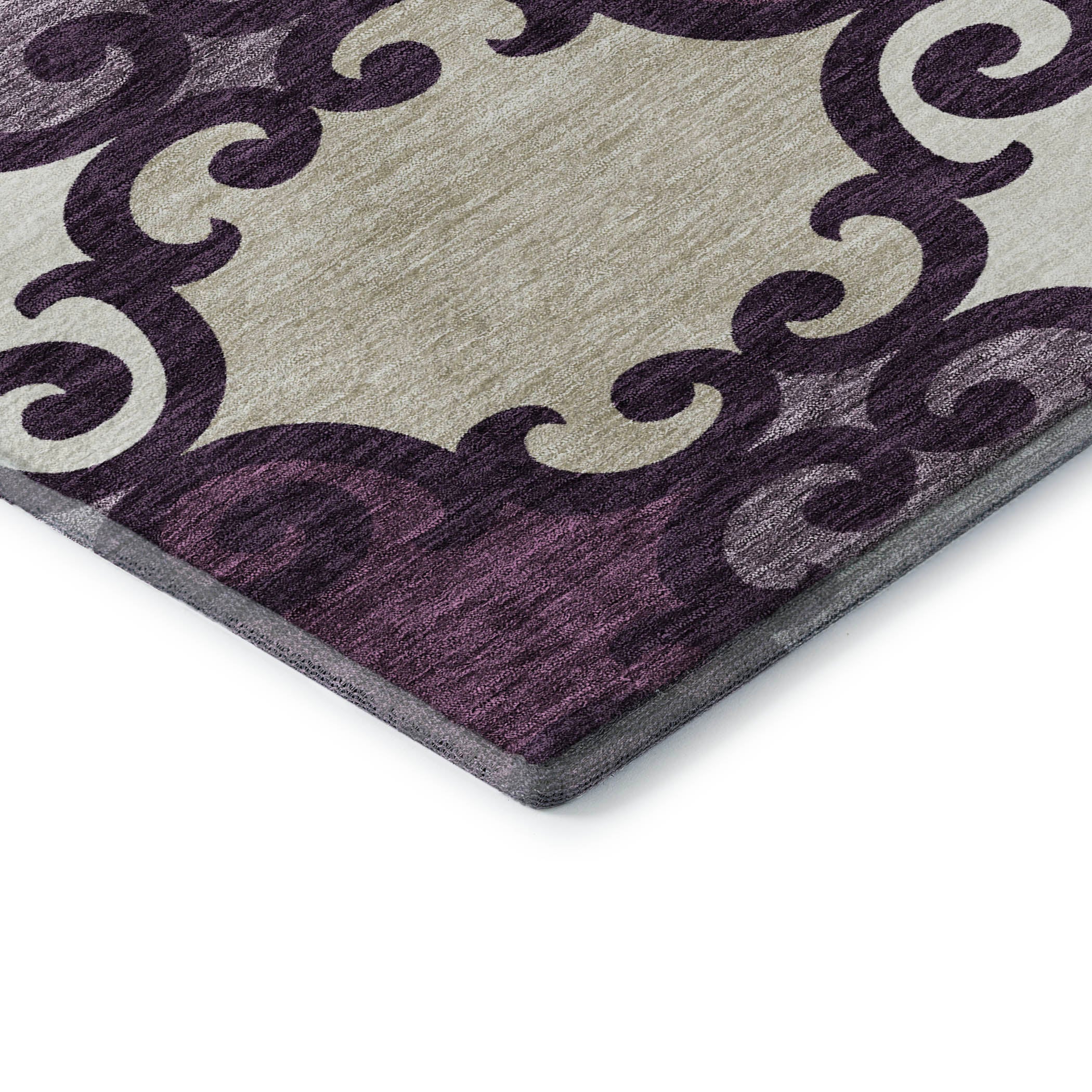 Nairobi Machine Washable Transitional Eggplant Purple Rug 1'8" x 2'6" #shape_Rectangle