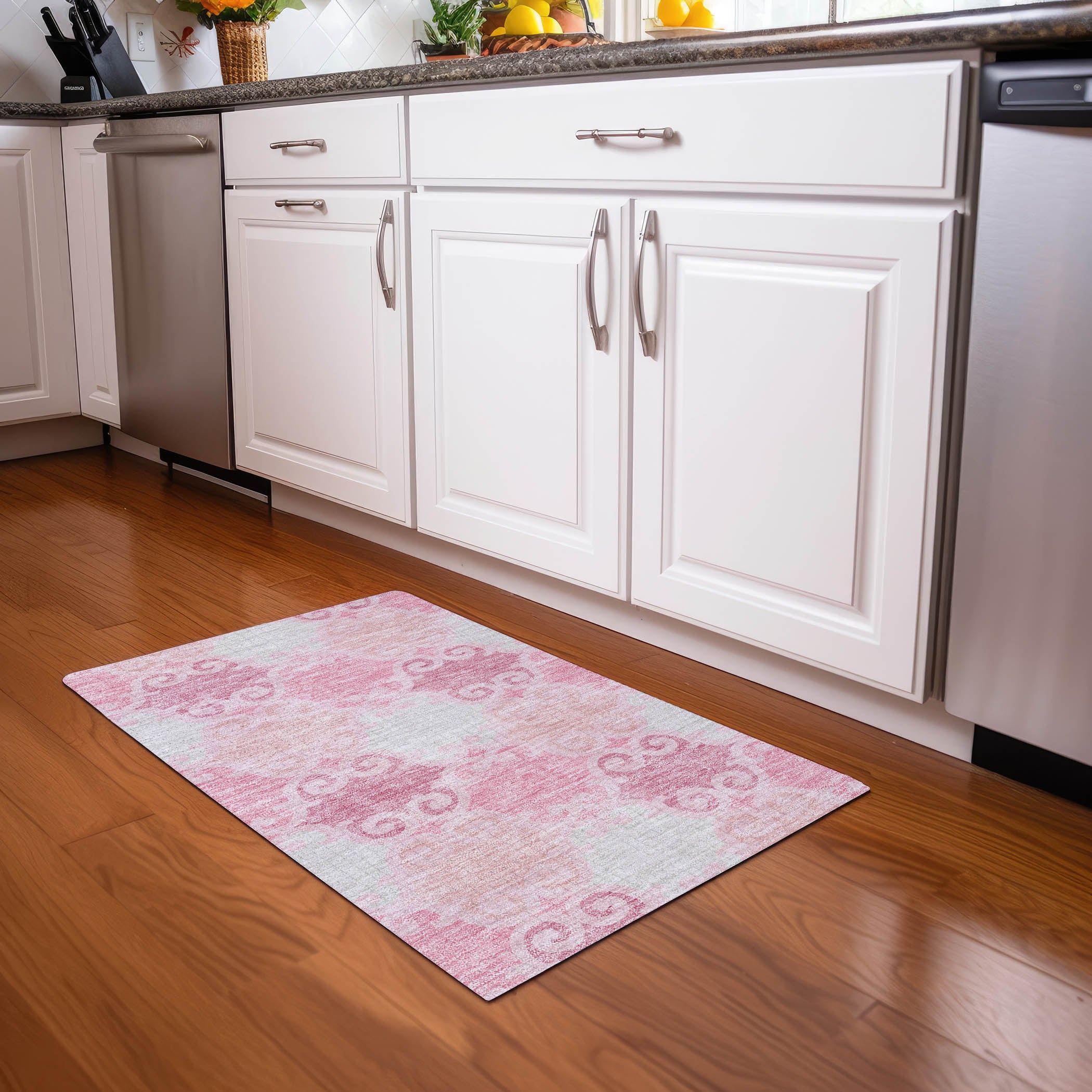 Nairobi Machine Washable Transitional Pink Rug 1'8" x 2'6" #shape_Rectangle