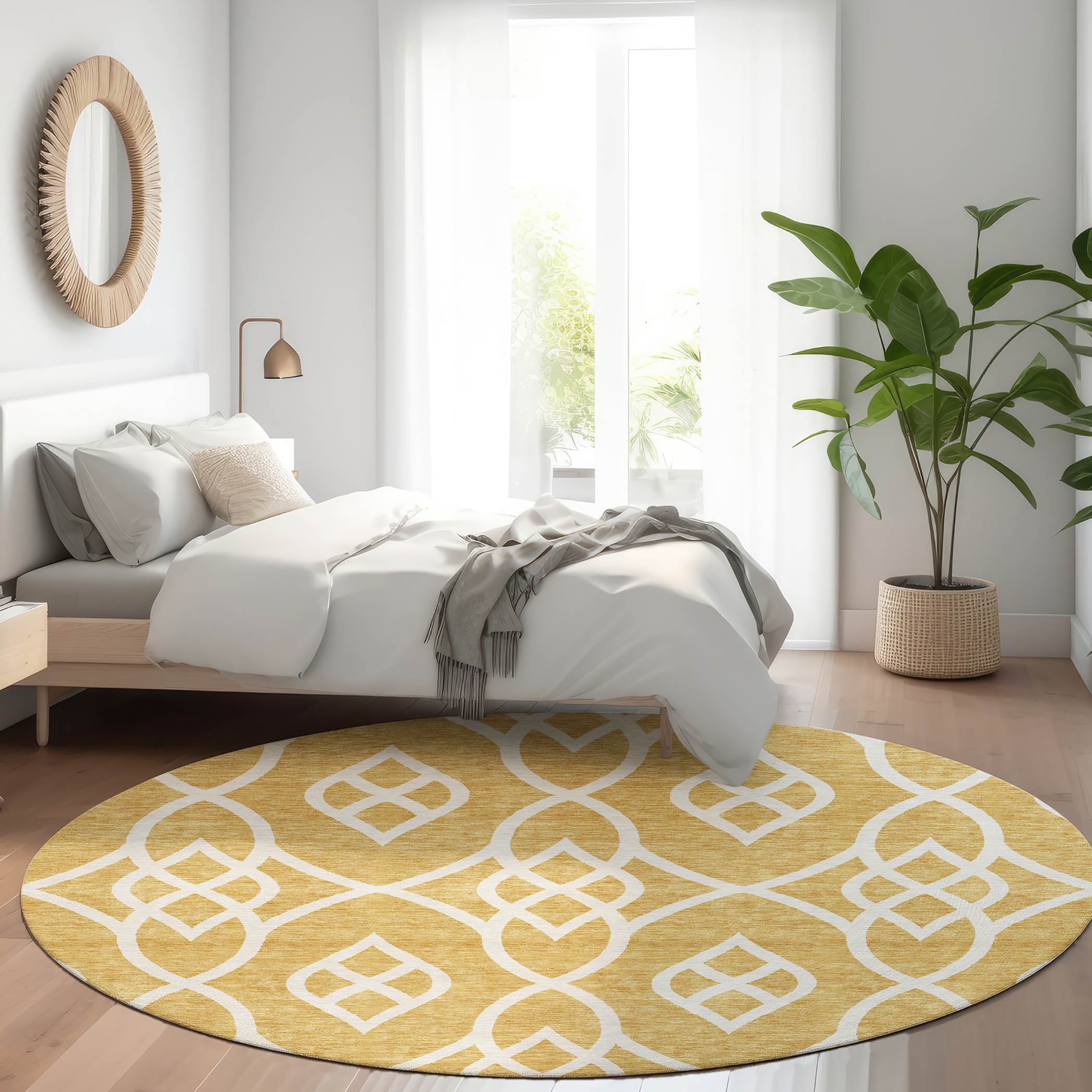 Jaipur Machine Washable Transitional Gold Rug 8' x 8' #shape_Round