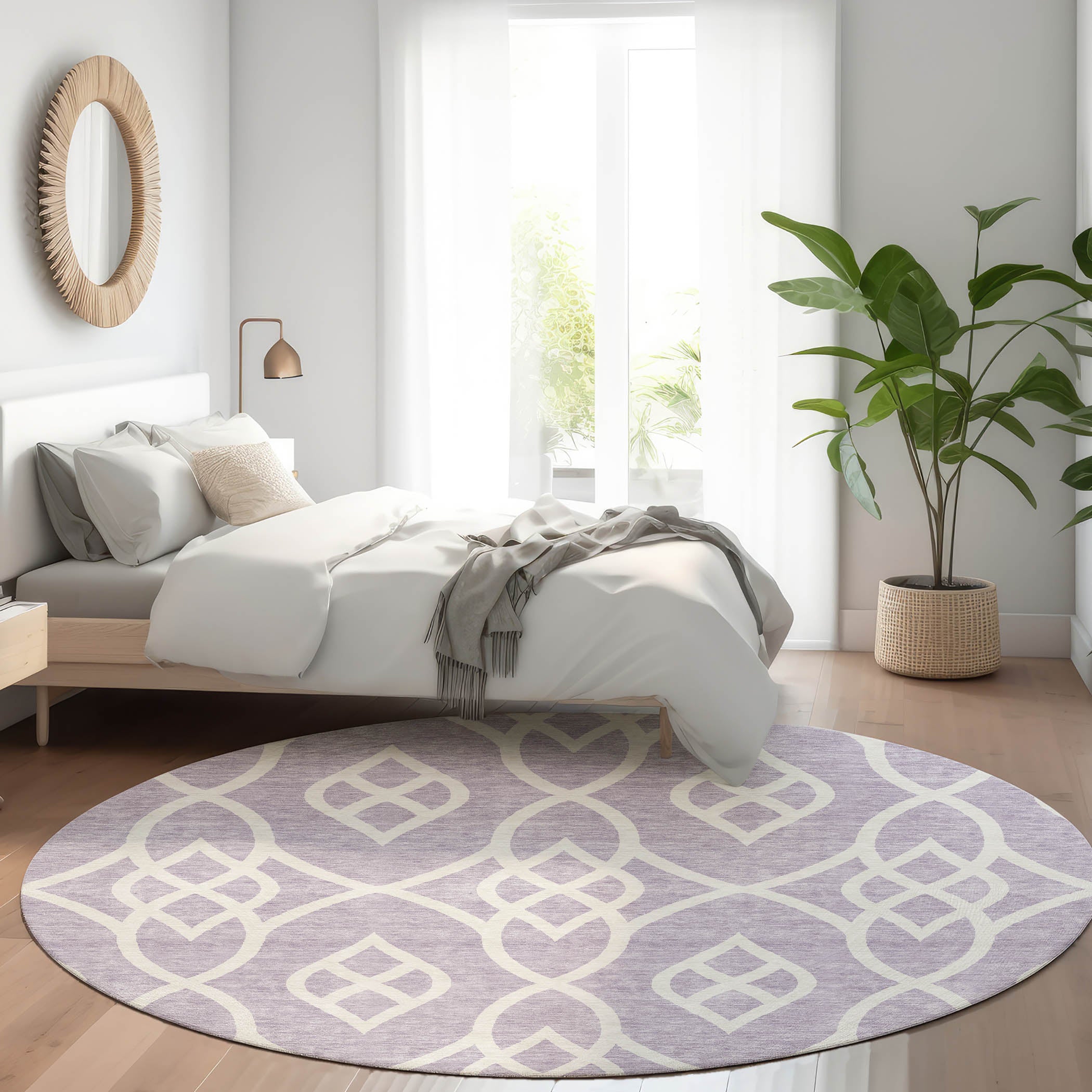 Jaipur Machine Washable Transitional Lavender Purple Rug 8' x 8' #shape_Round