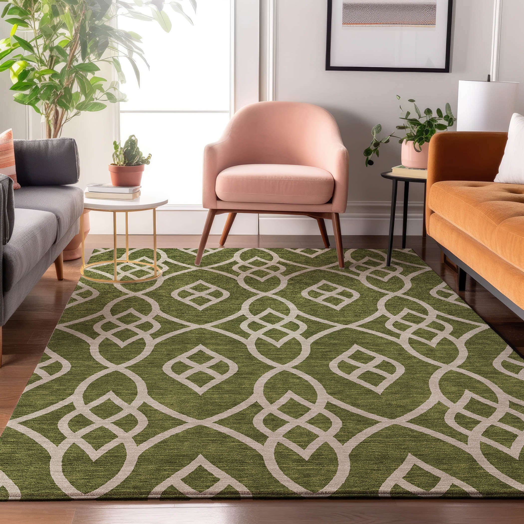 Jaipur Machine Washable Transitional Olive Green Rug 2'6" x 3'10" #shape_Rectangle