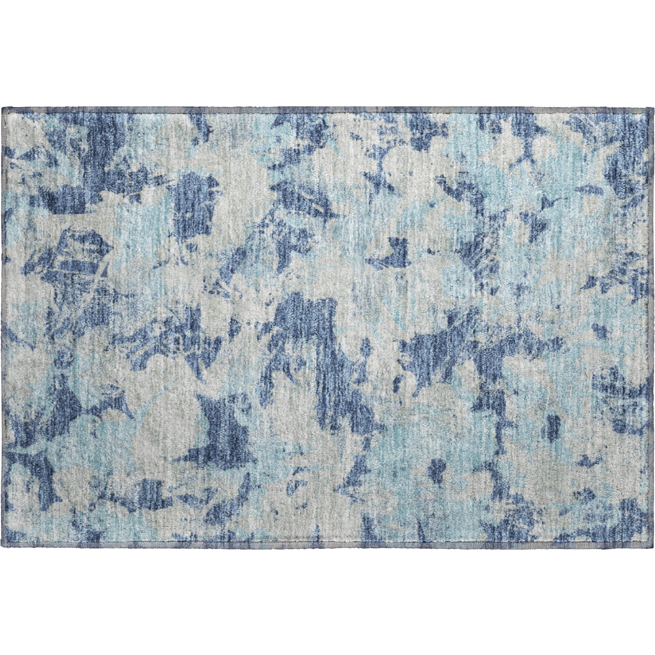 Bangkok Machine Washable Transitional Navy Blue Rug 1'8" x 2'6" #shape_Rectangle