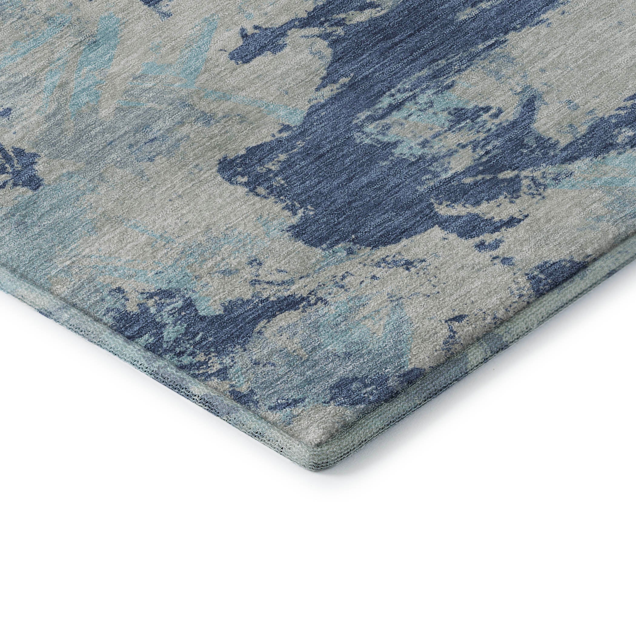 Bangkok Machine Washable Transitional Navy Blue Rug 1'8" x 2'6" #shape_Rectangle