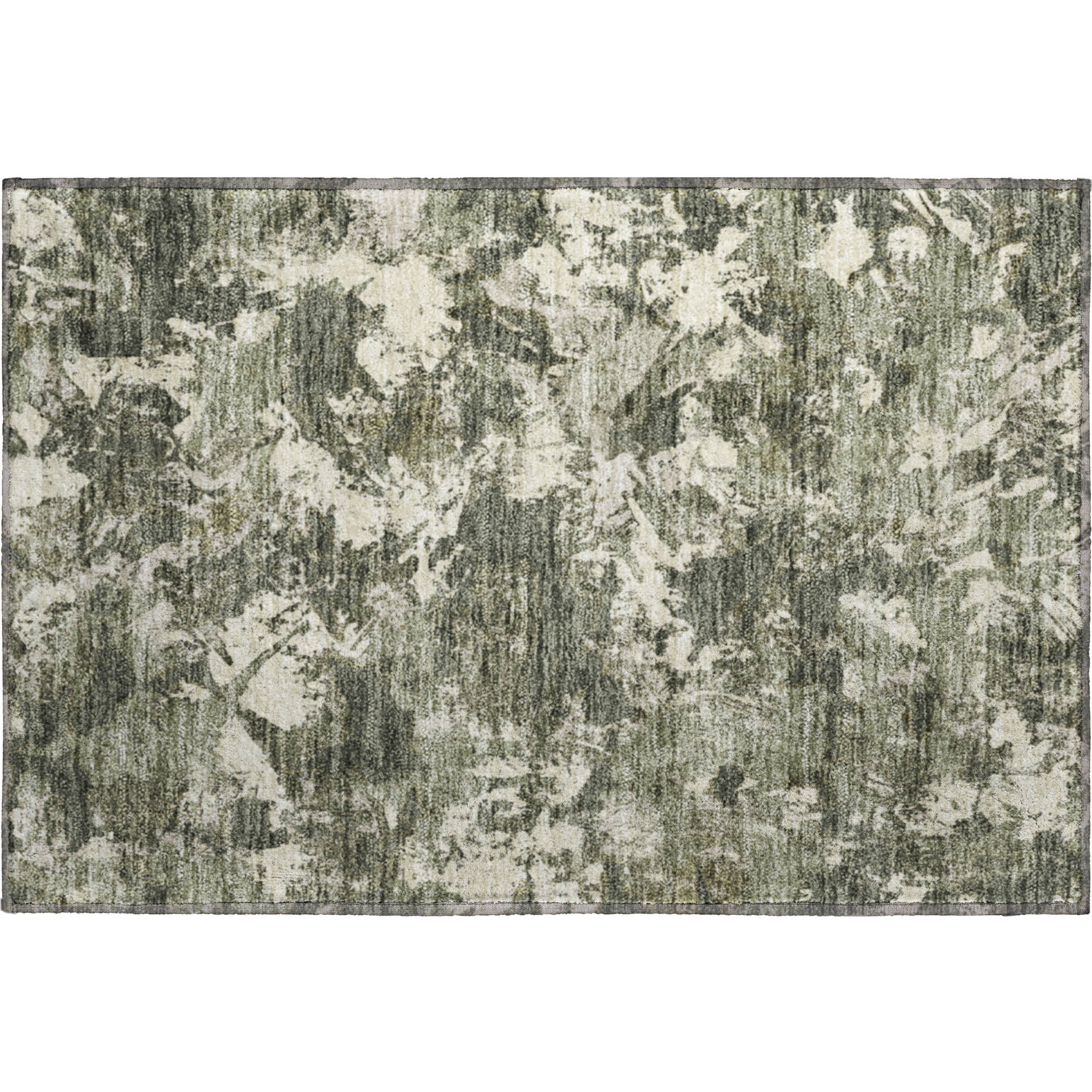 Bangkok Machine Washable Transitional Olive Green Rug 1'8" x 2'6" #shape_Rectangle