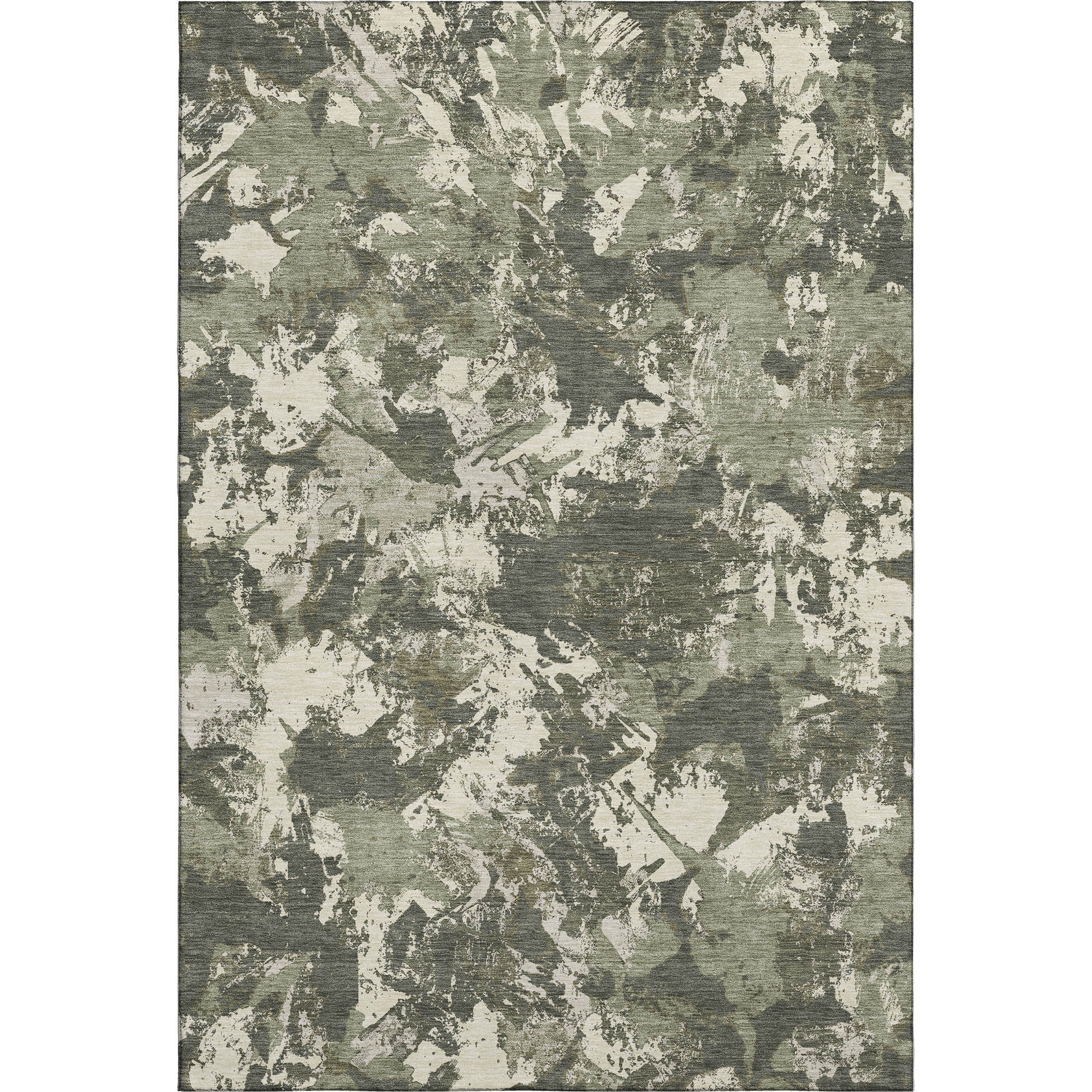 Bangkok Machine Washable Transitional Olive Green Rug 2'6" x 3'10" #shape_Rectangle