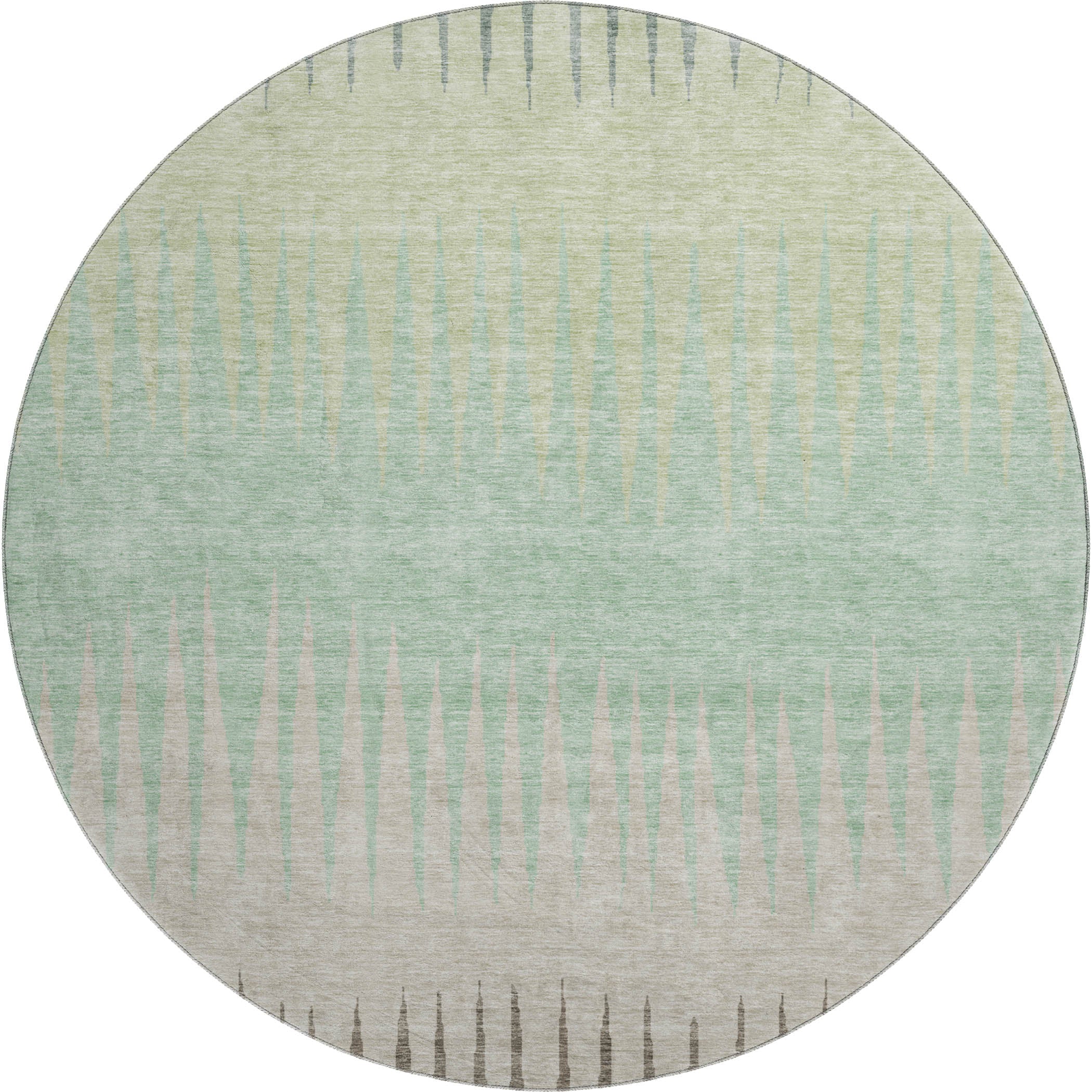 Oaxaca Machine Washable Transitional Aloe Green Rug 8' x 8' #shape_Round