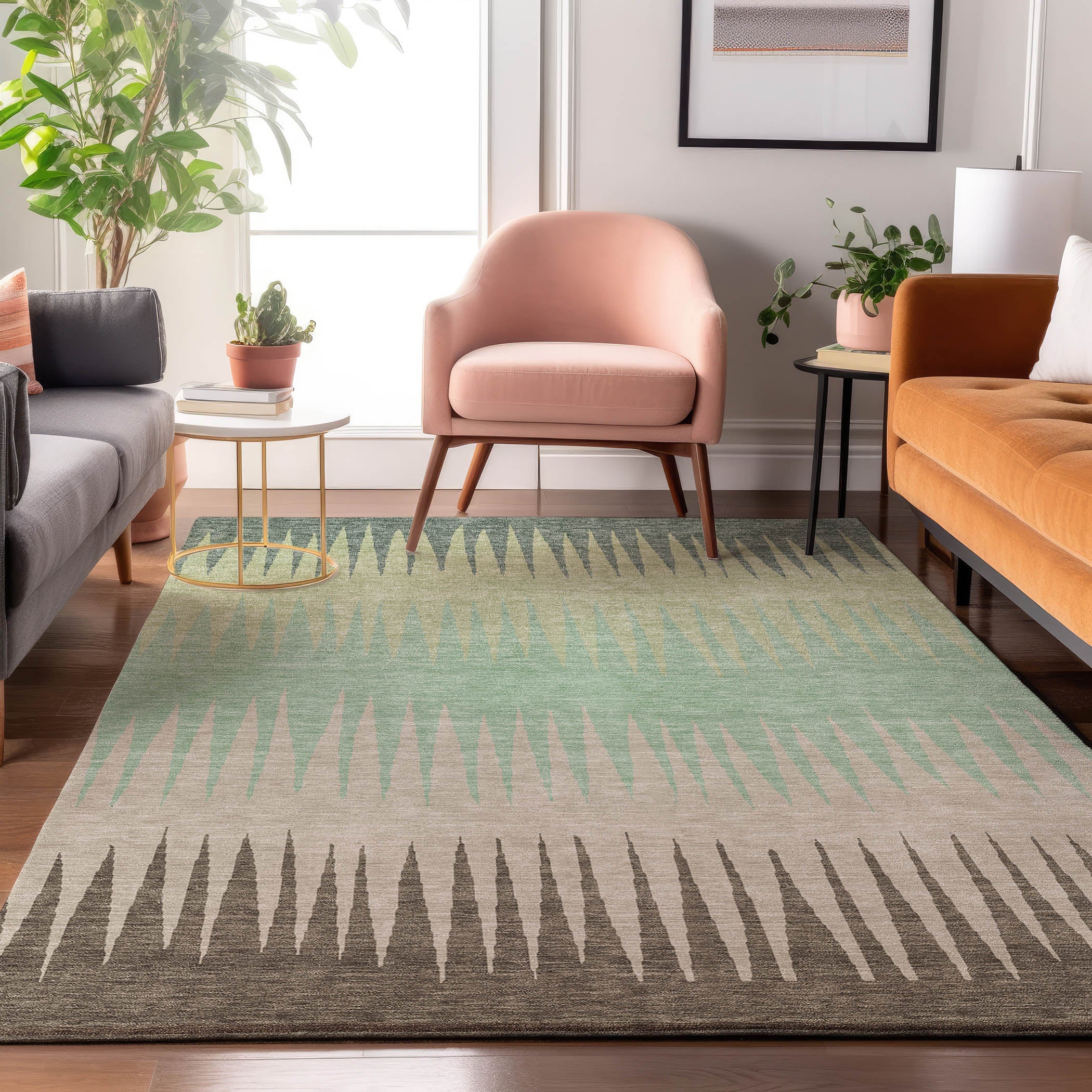 Oaxaca Machine Washable Transitional Aloe Green Rug 2'6" x 3'10" #shape_Rectangle