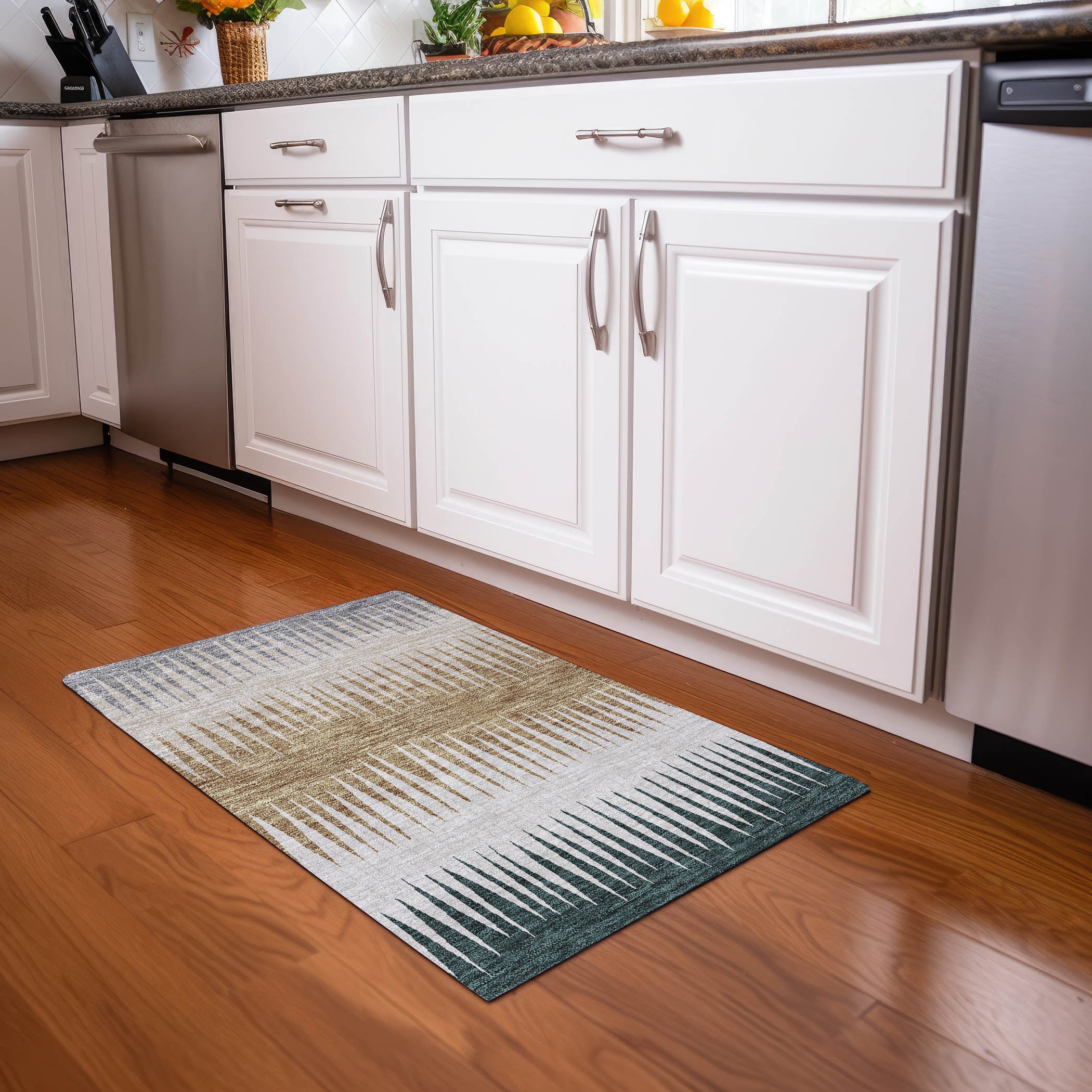 Oaxaca Machine Washable Transitional Charcoal Gray Rug 1'8" x 2'6" #shape_Rectangle