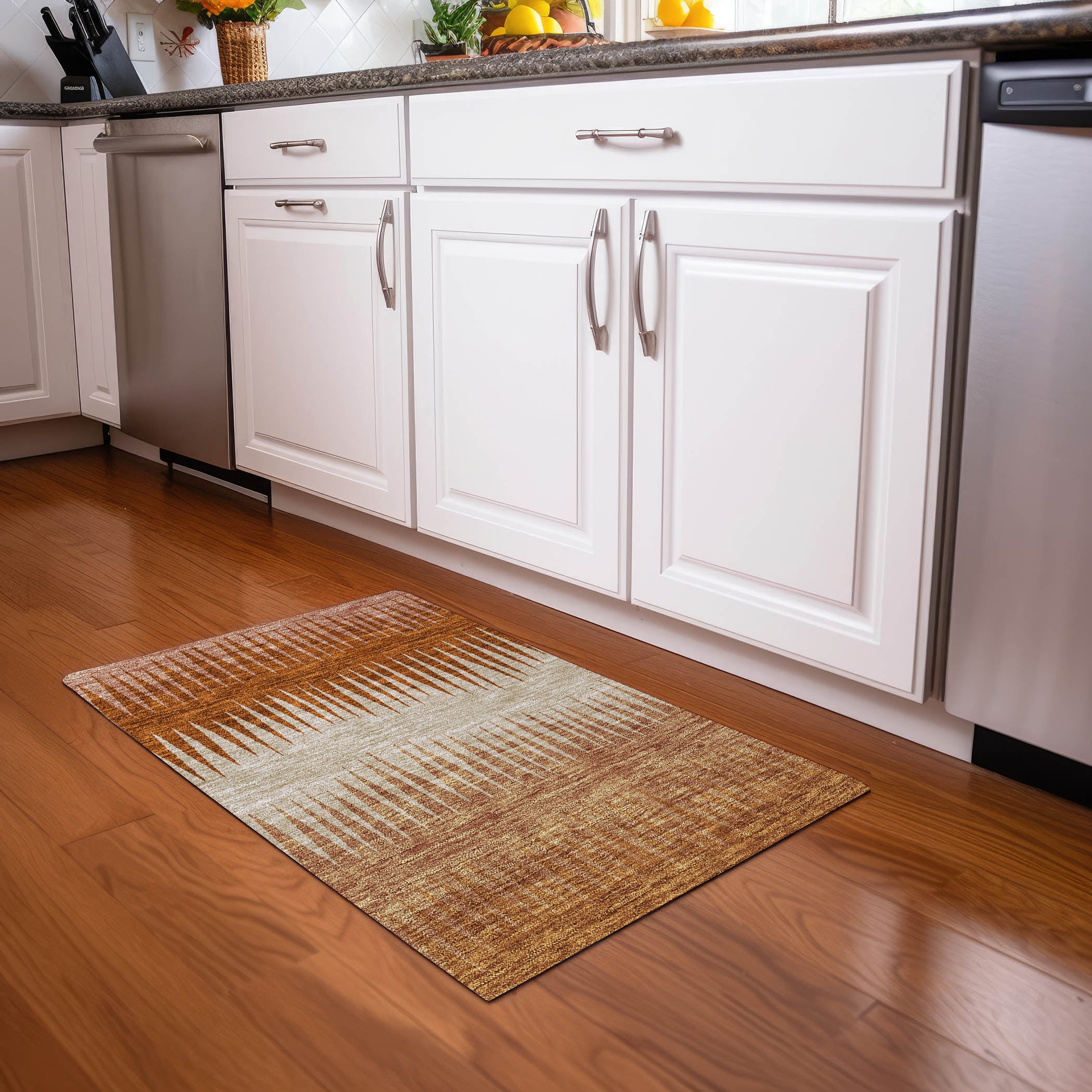 Oaxaca Machine Washable Transitional Copper Orange Rug 1'8" x 2'6" #shape_Rectangle