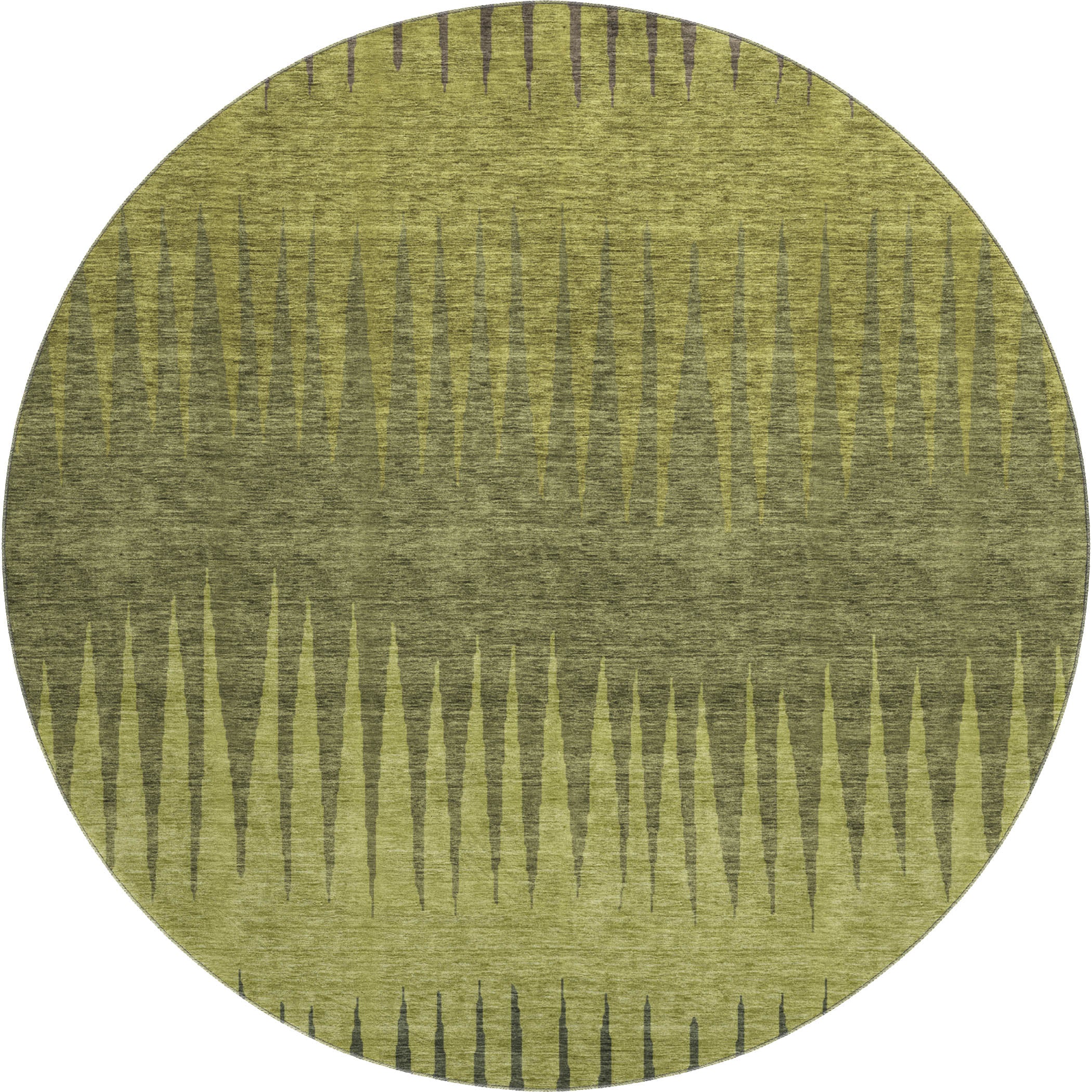 Oaxaca Machine Washable Transitional Olive Green Rug 8' x 8' #shape_Round