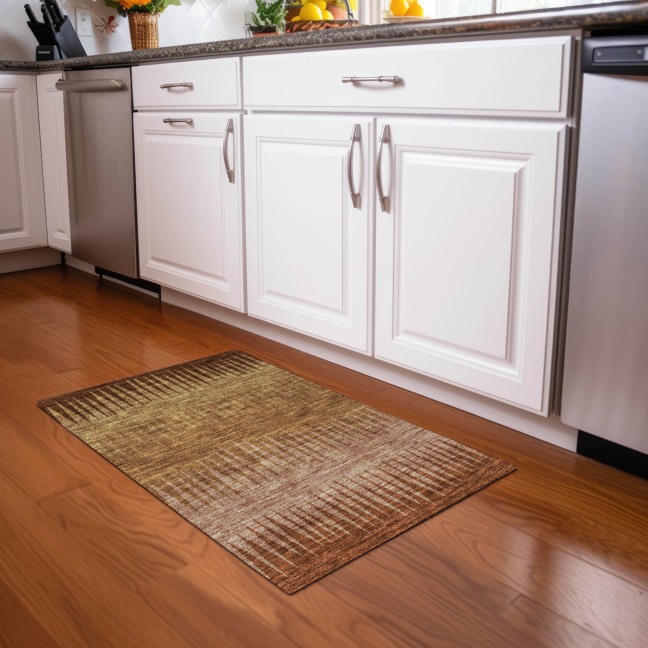 Oaxaca Machine Washable Transitional Paprika Orange Rug 1'8" x 2'6" #shape_Rectangle