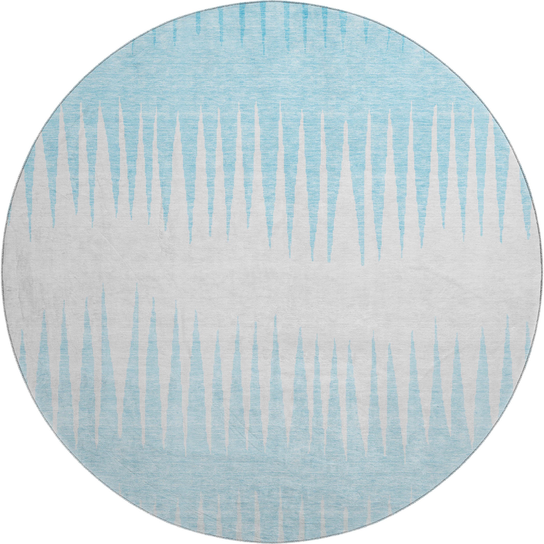 Oaxaca Machine Washable Transitional Sky Blue Rug 8' x 8' #shape_Round