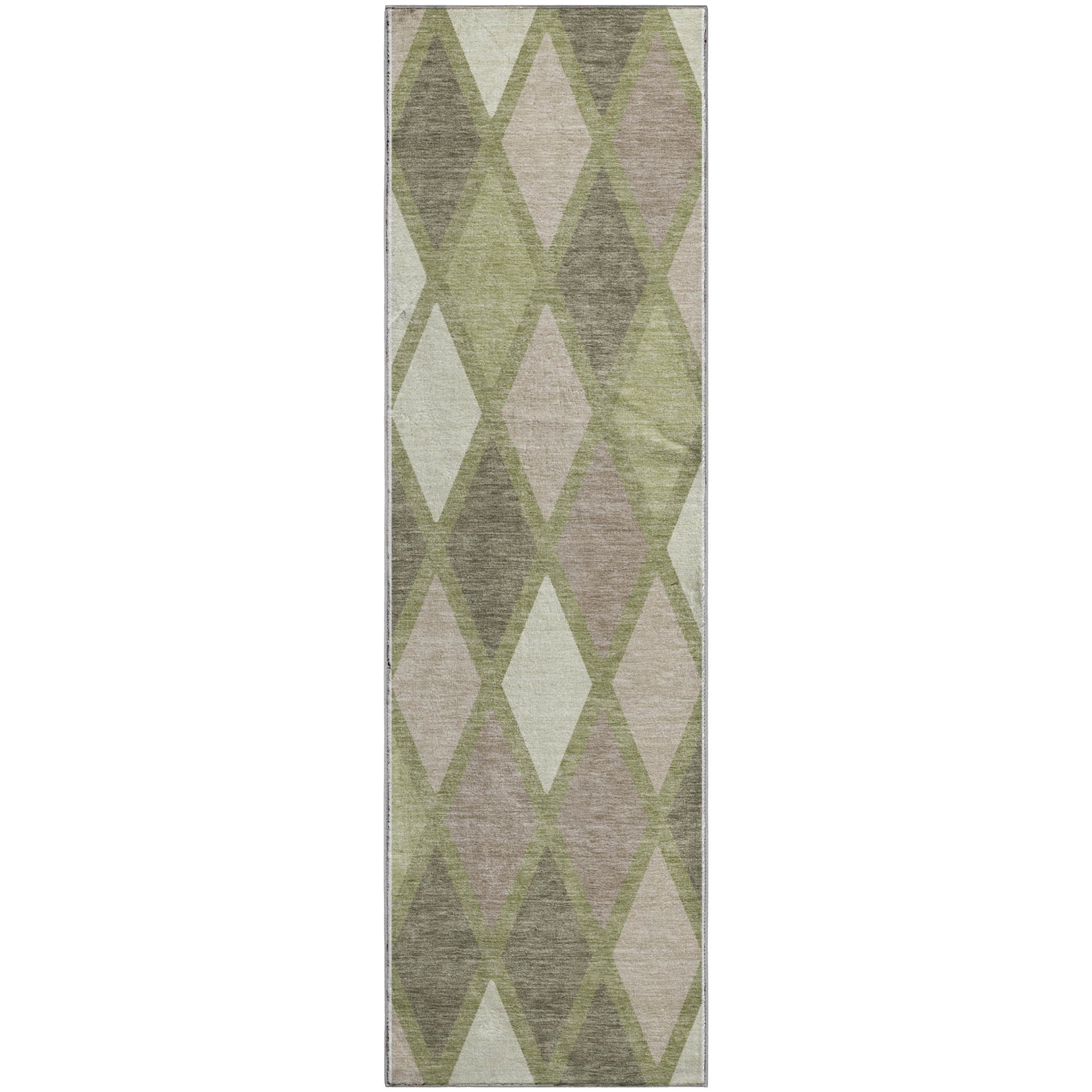 Queenstown Machine Washable Transitional Aloe Green Rug 2'3" x 7'6" #shape_Runner