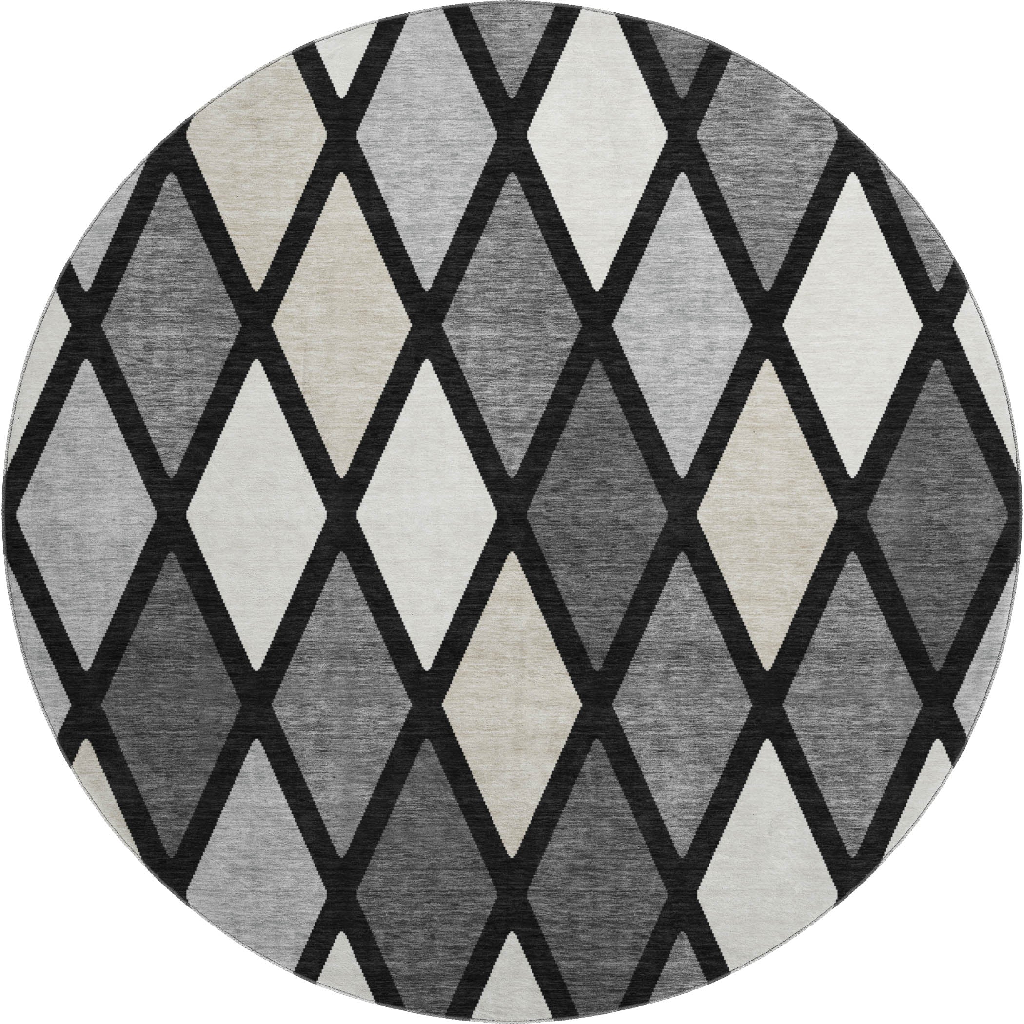 Queenstown Machine Washable Transitional Black Rug 8' x 8' #shape_Round