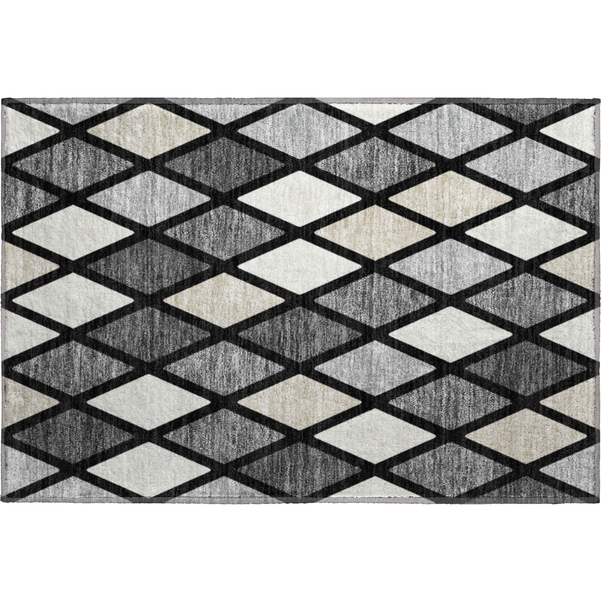 Queenstown Machine Washable Transitional Black Rug 1'8" x 2'6" #shape_Rectangle
