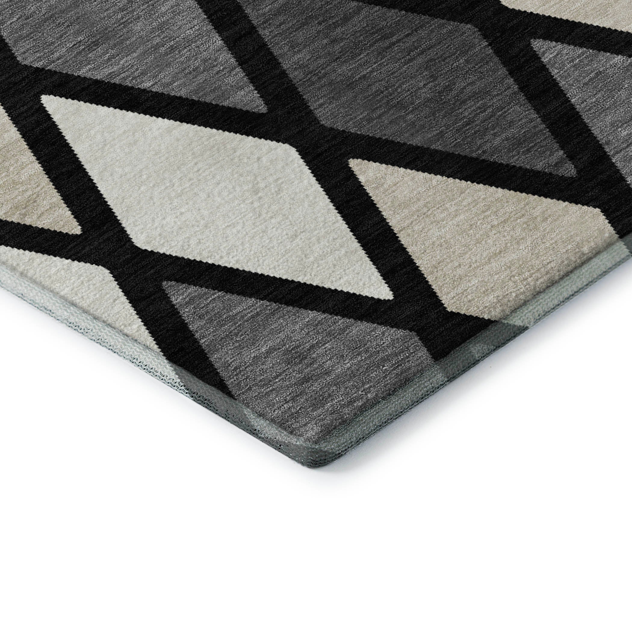 Queenstown Machine Washable Transitional Black Rug 1'8" x 2'6" #shape_Rectangle
