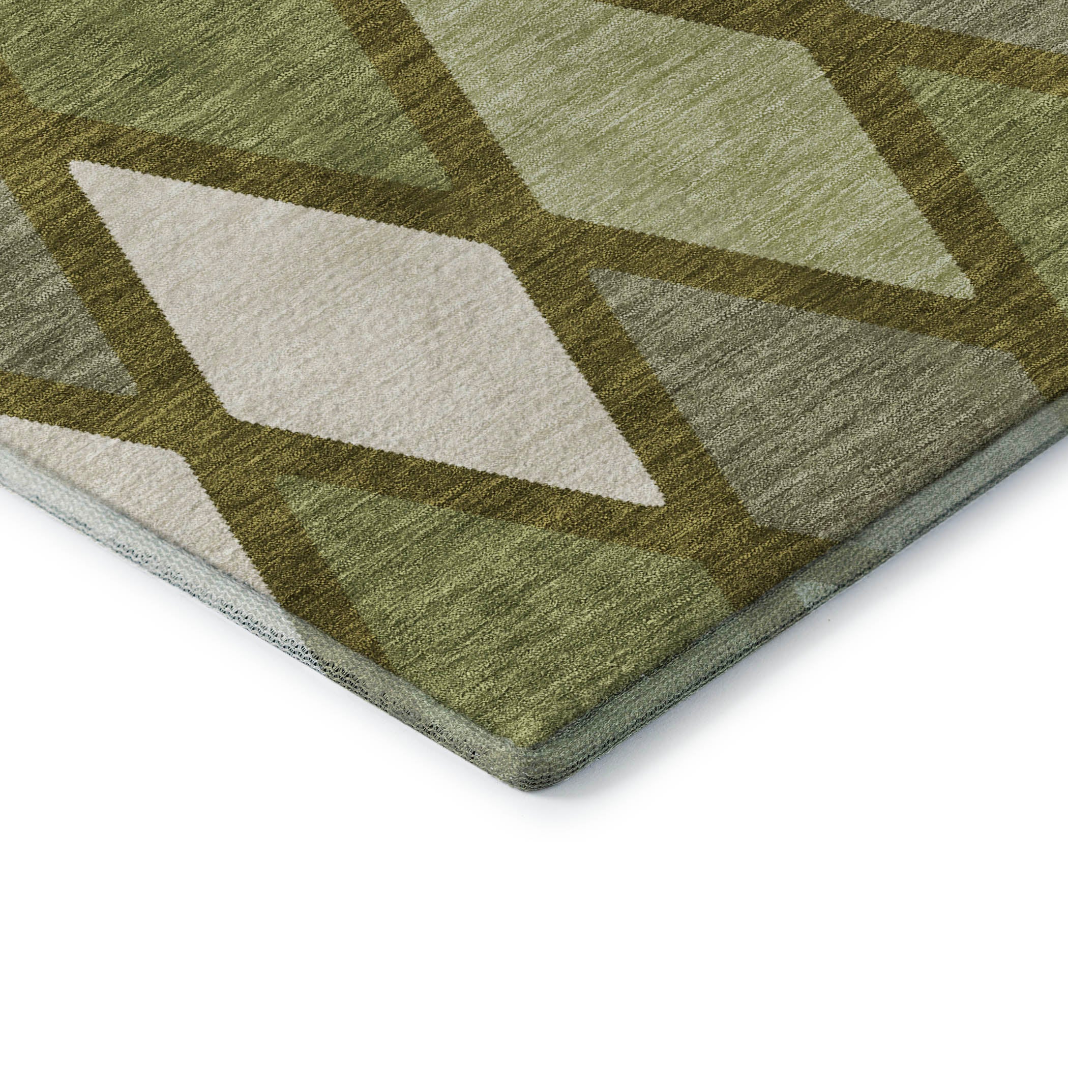 Queenstown Machine Washable Transitional Olive Green Rug 1'8" x 2'6" #shape_Rectangle