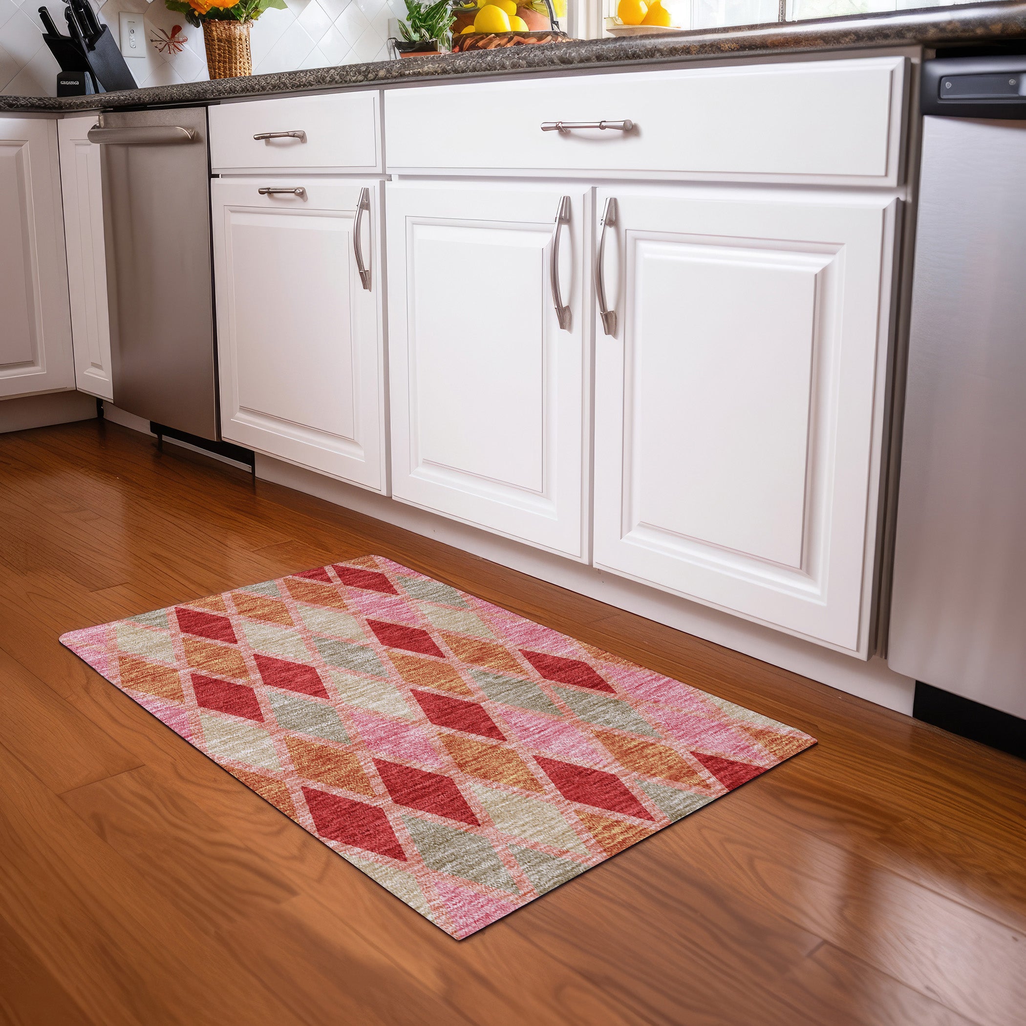 Queenstown Machine Washable Transitional Pink Rug 1'8" x 2'6" #shape_Rectangle