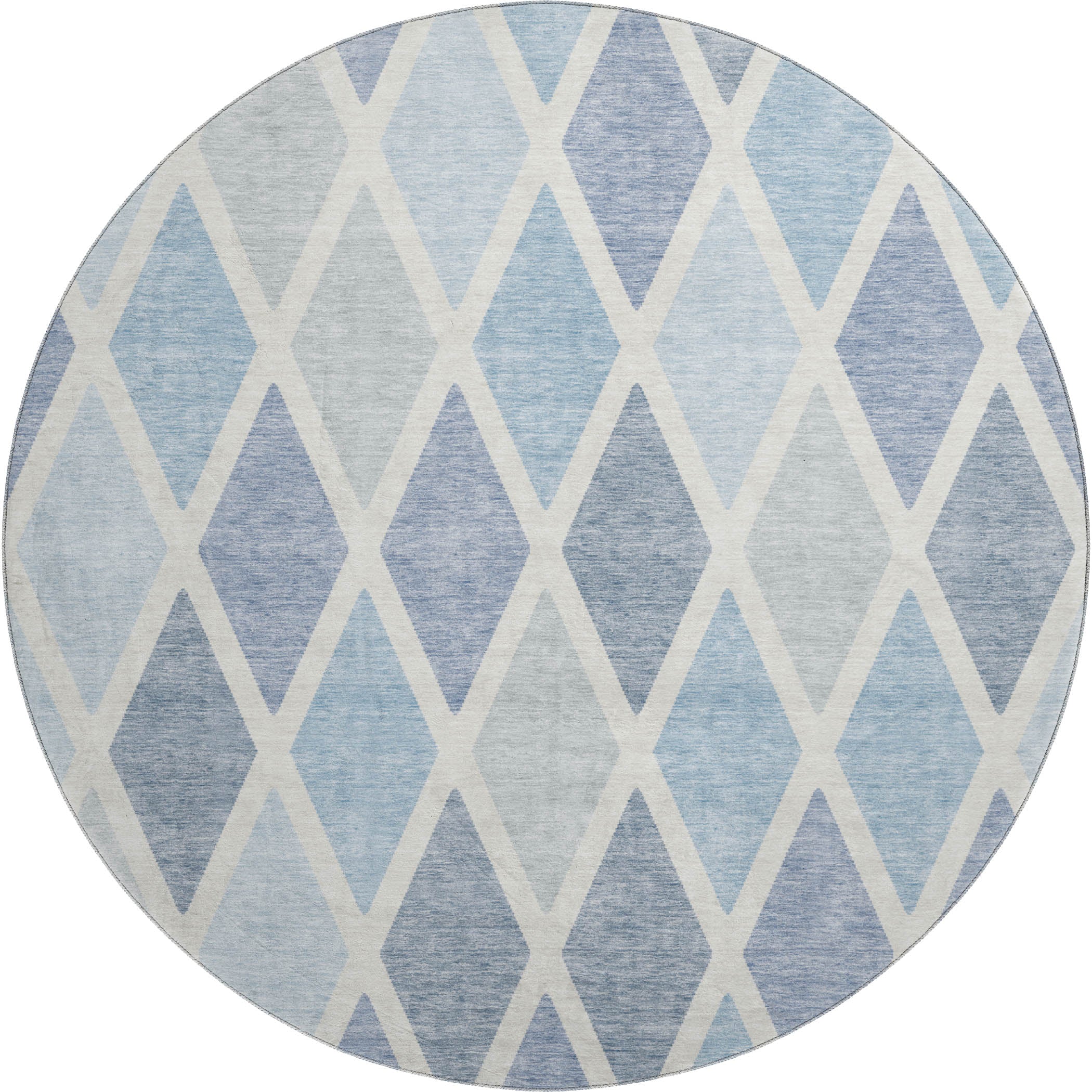 Queenstown Machine Washable Transitional Sky Blue Rug 8' x 8' #shape_Round