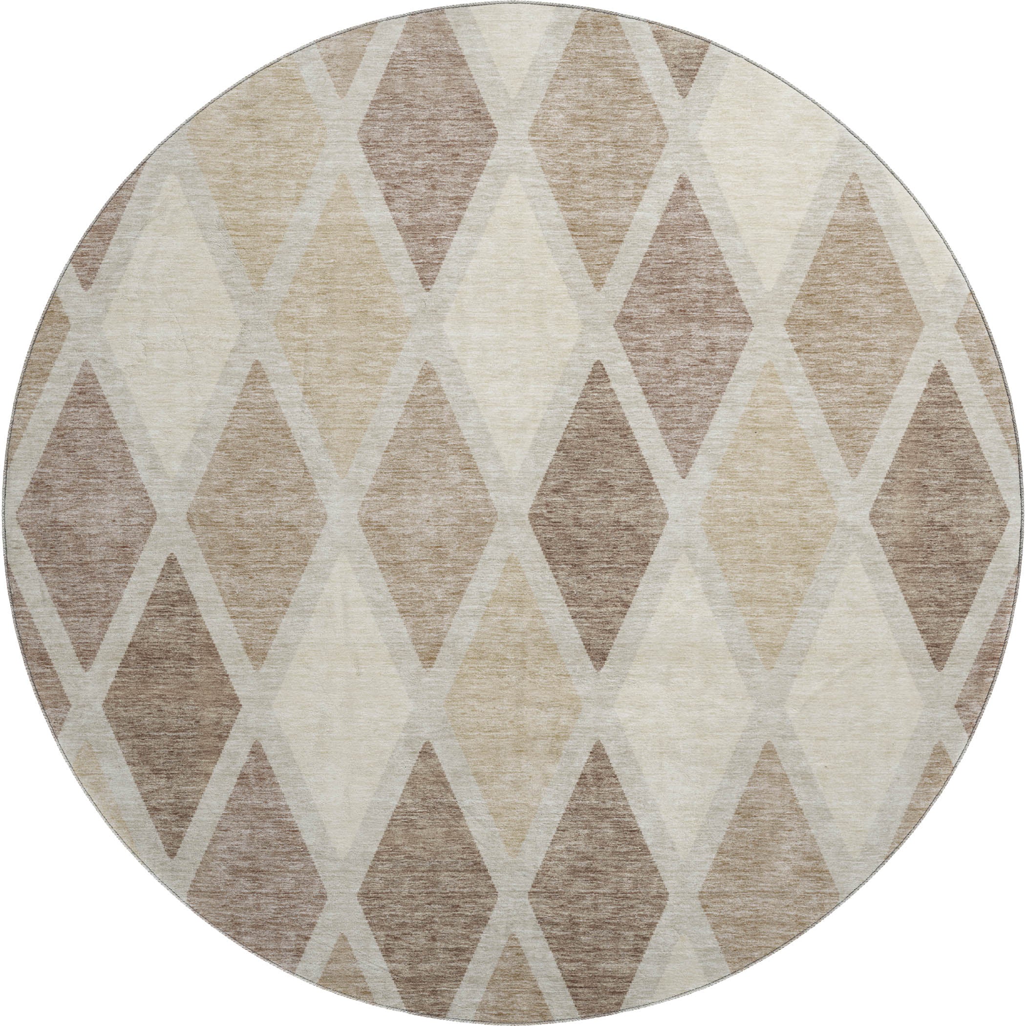 Queenstown Machine Washable Transitional Taupe Brown Rug 8' x 8' #shape_Round