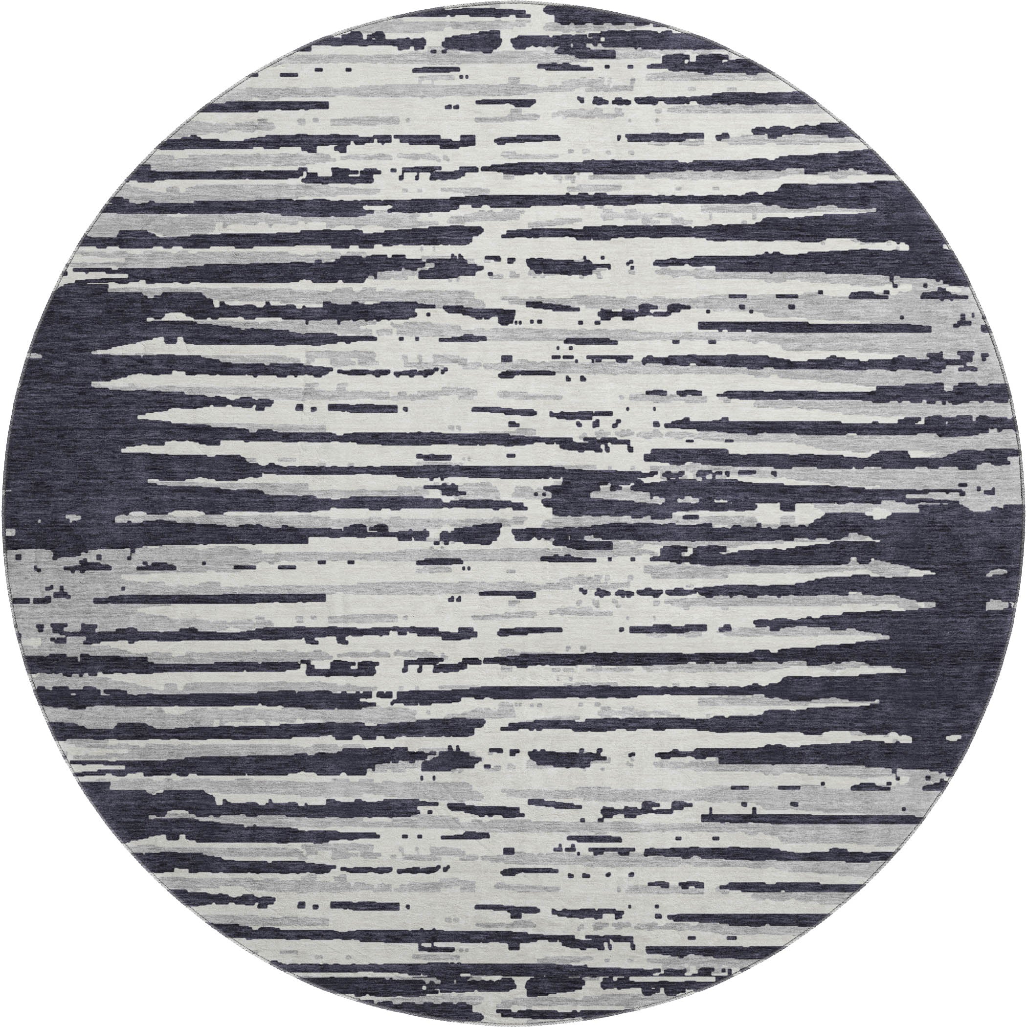 Chiang Mai Machine Washable Transitional Black Rug 8' x 8' #shape_Round