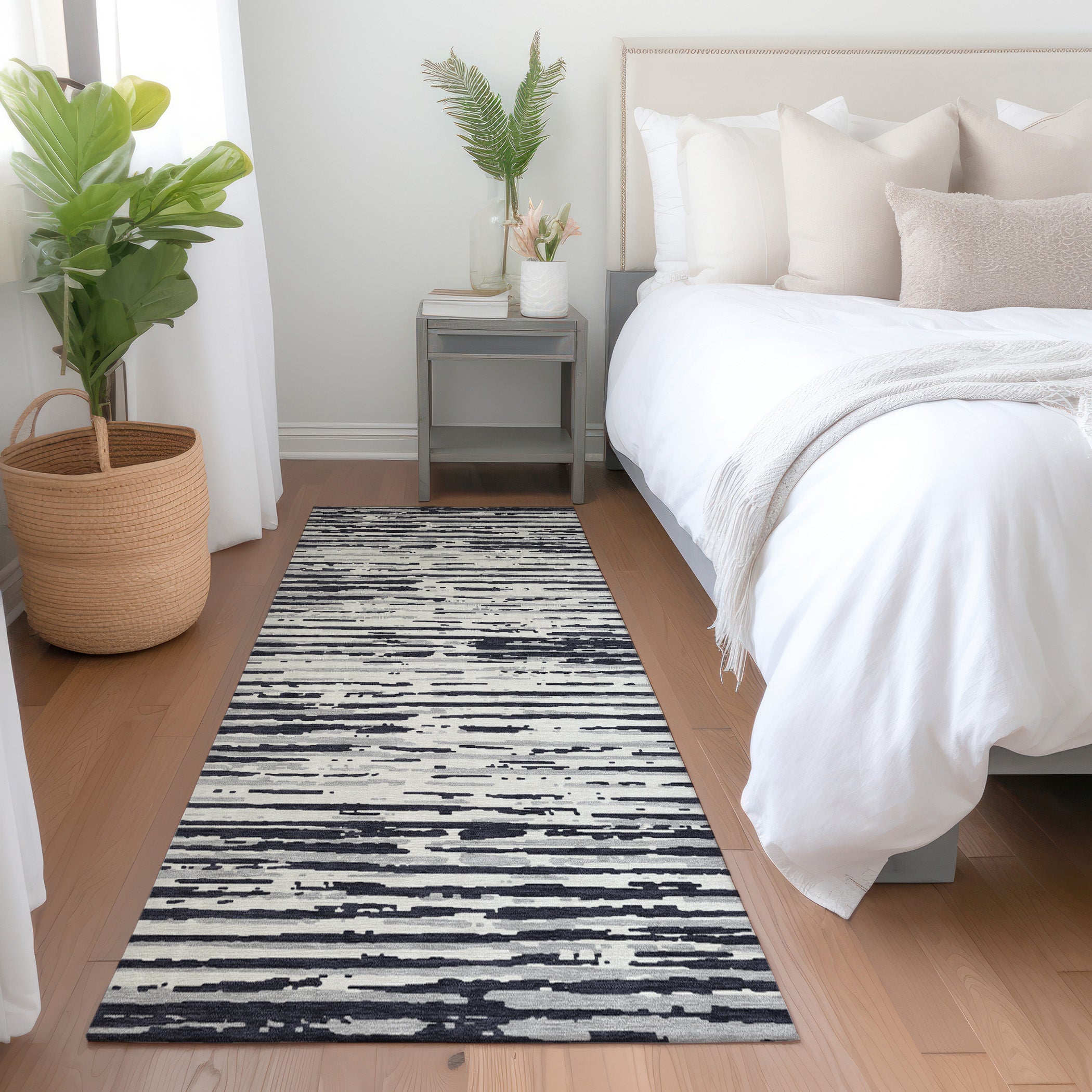 Chiang Mai Machine Washable Transitional Black Rug 2'3" x 7'6" #shape_Runner