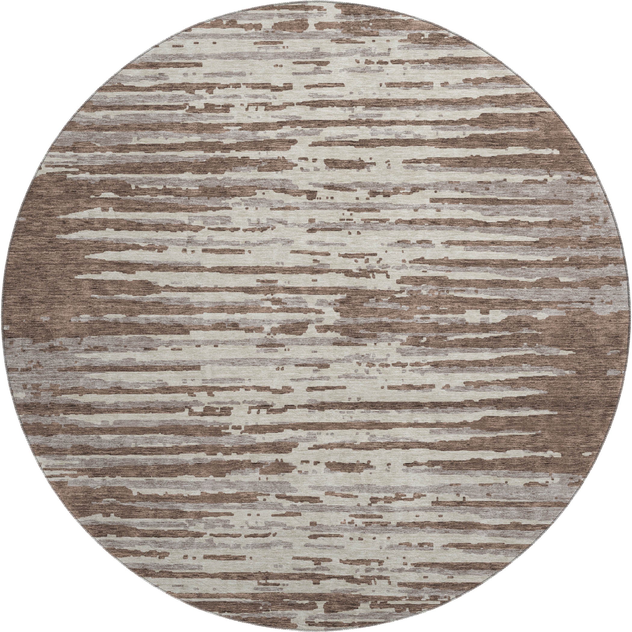 Chiang Mai Machine Washable Transitional Brown Rug 8' x 8' #shape_Round