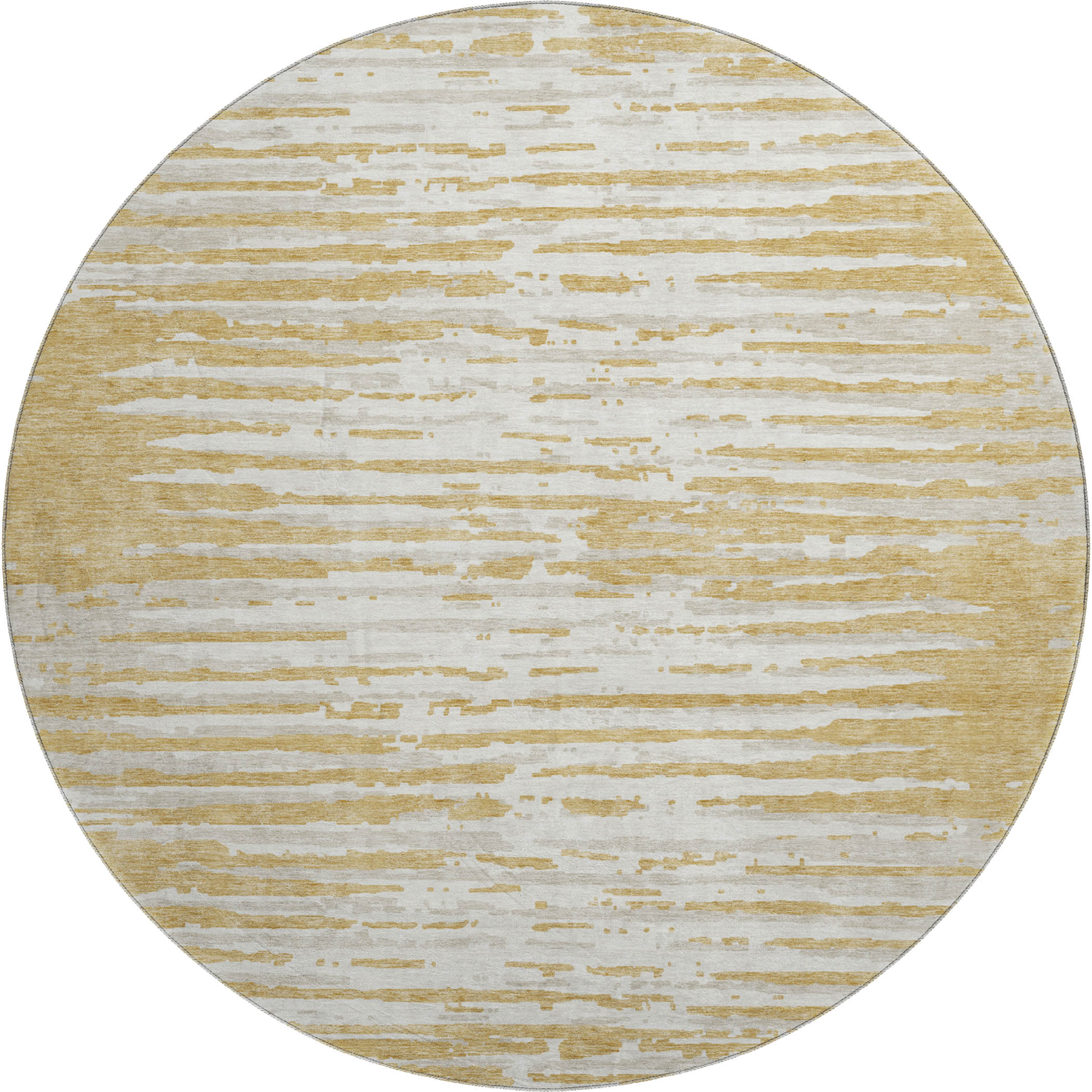 Chiang Mai Machine Washable Transitional Gold Rug 8' x 8' #shape_Round