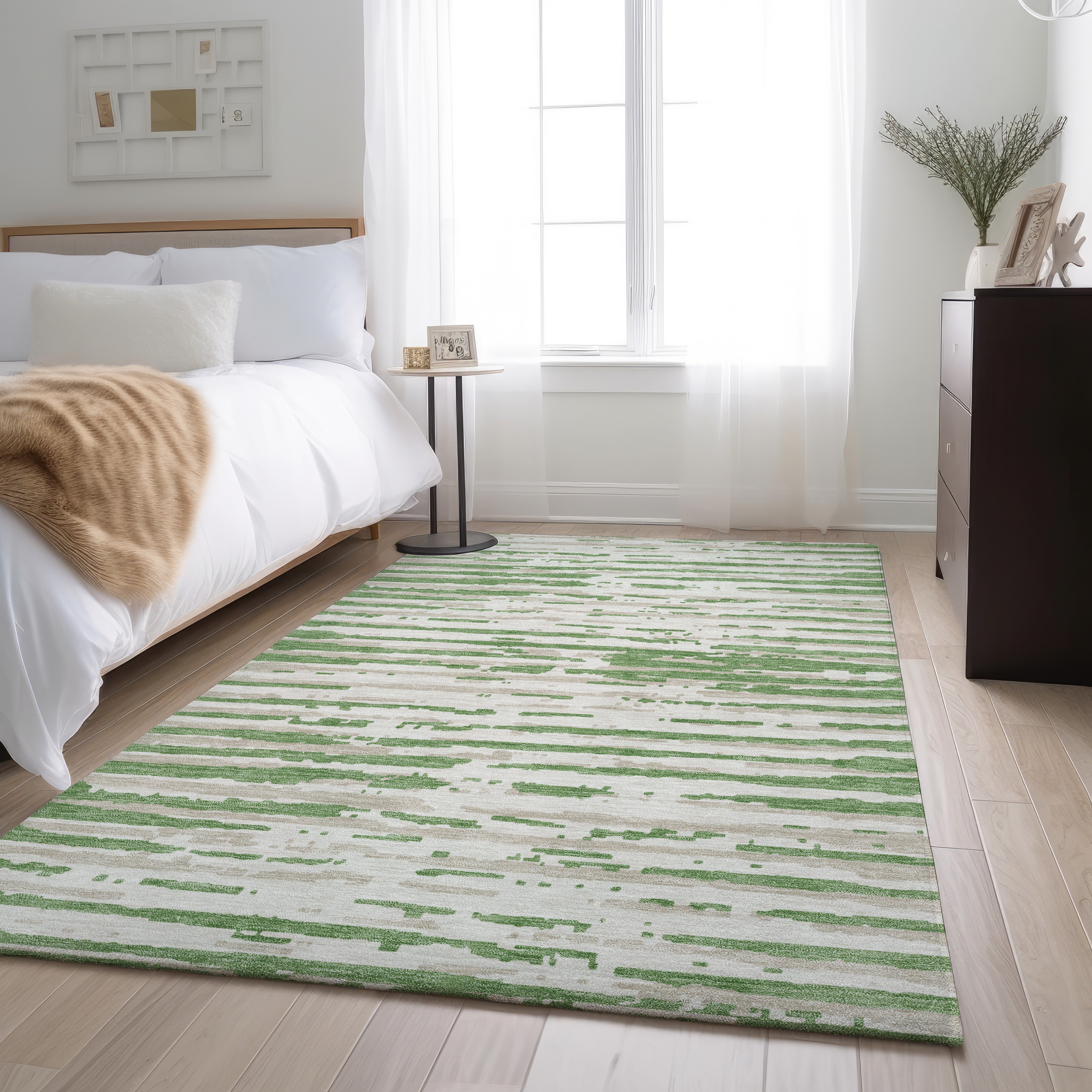 Chiang Mai Machine Washable Transitional Green Rug 2'6" x 3'10" #shape_Rectangle
