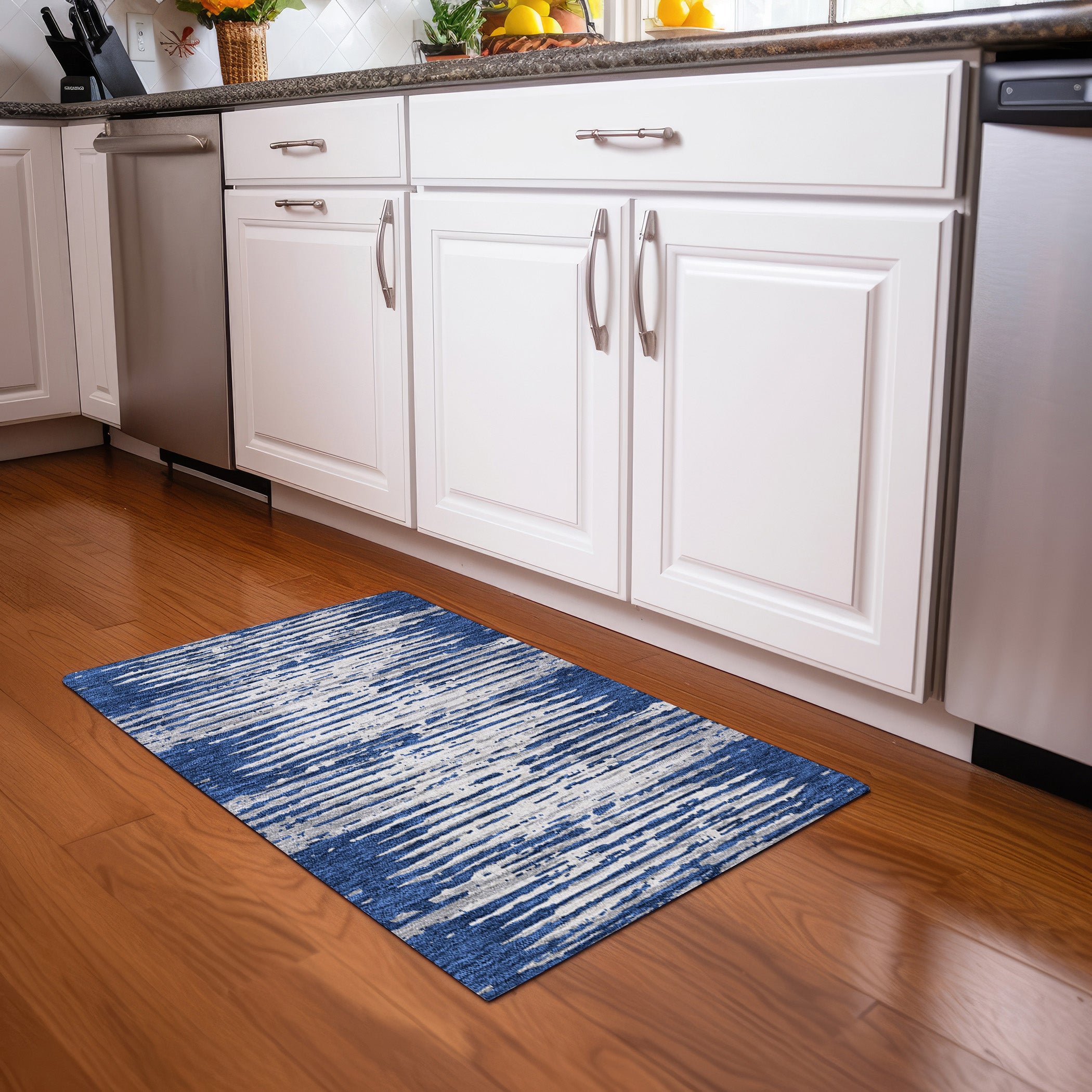 Chiang Mai Machine Washable Transitional Navy Blue Rug 1'8" x 2'6" #shape_Rectangle