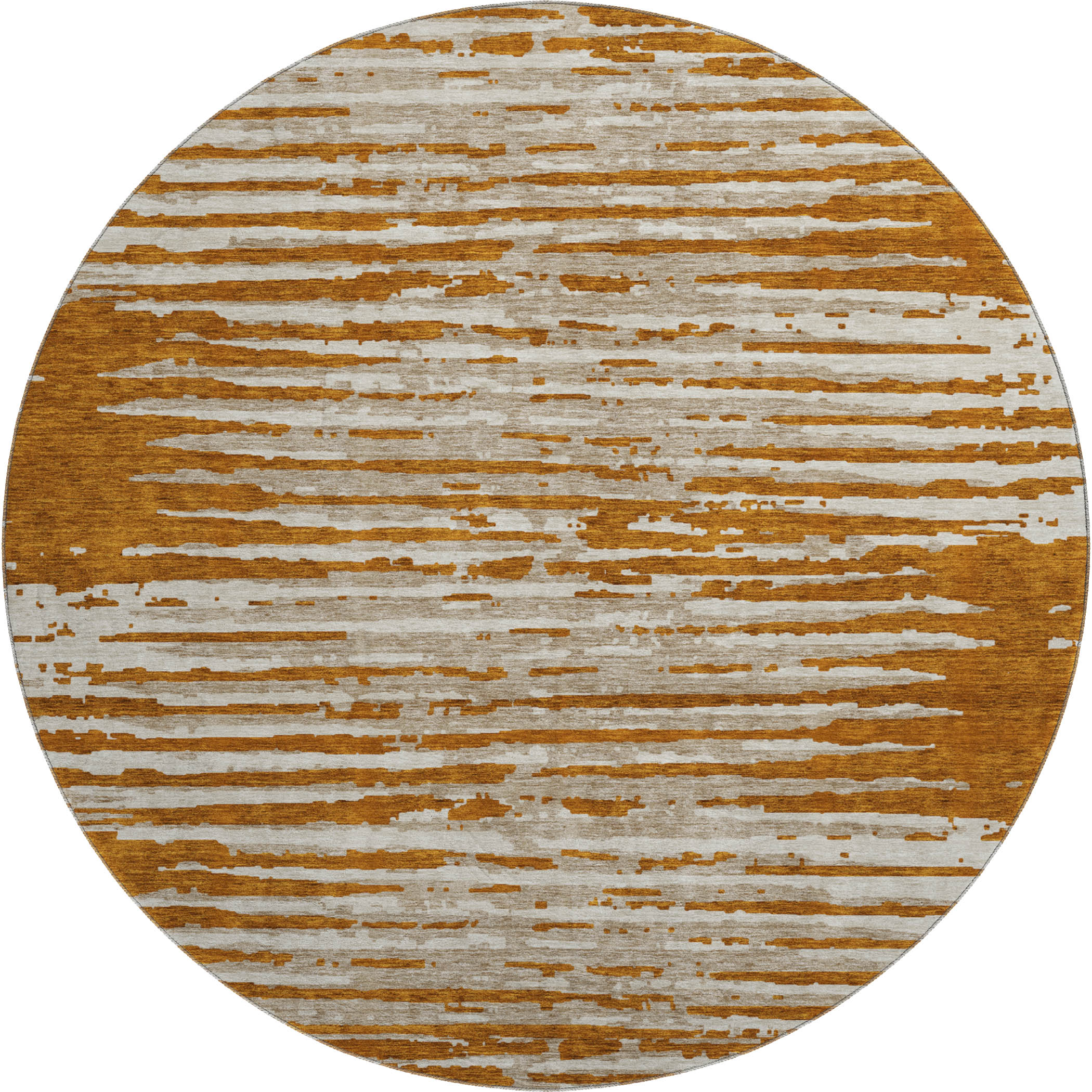 Chiang Mai Machine Washable Transitional Paprika Orange Rug 8' x 8' #shape_Round