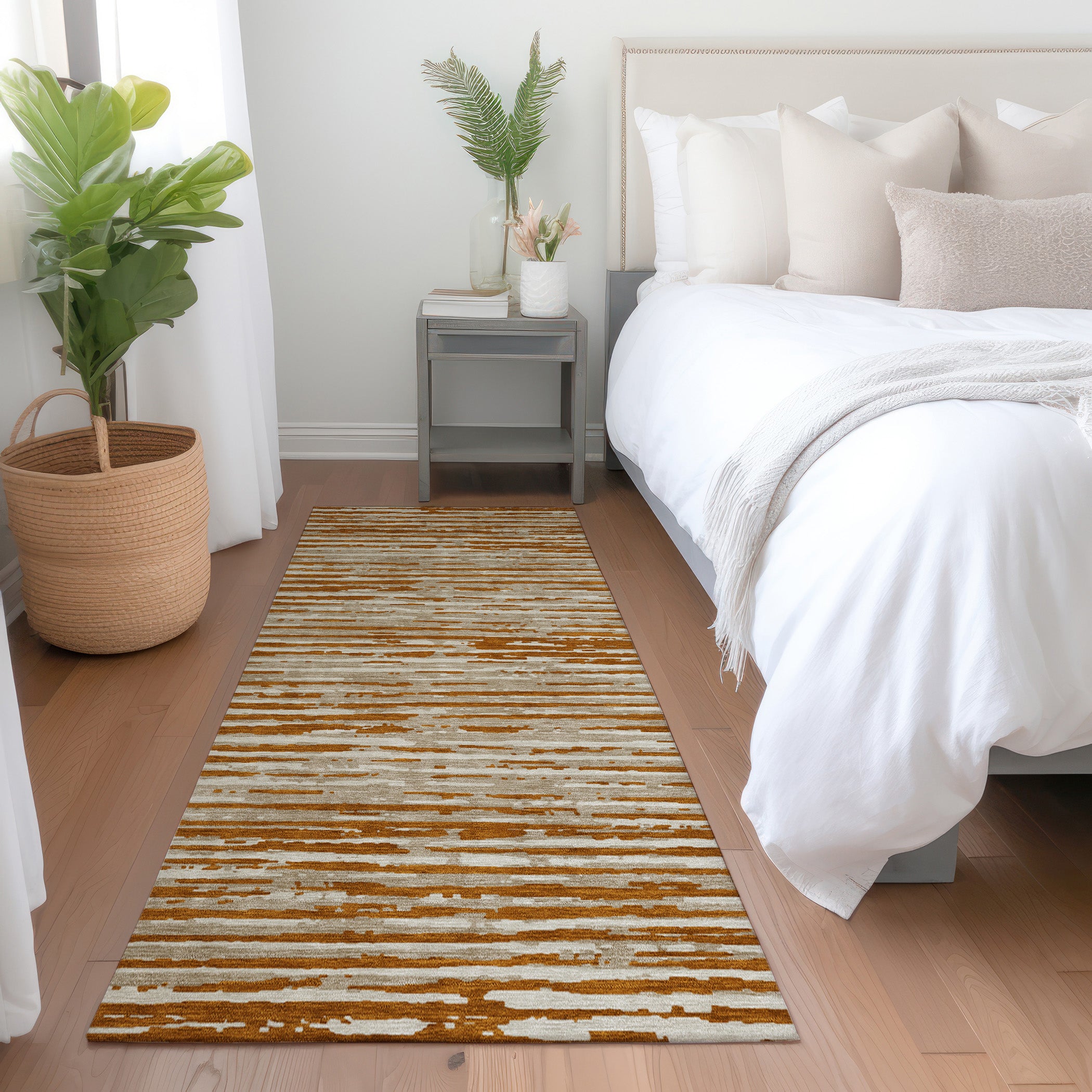 Chiang Mai Machine Washable Transitional Paprika Orange Rug 2'3" x 7'6" #shape_Runner