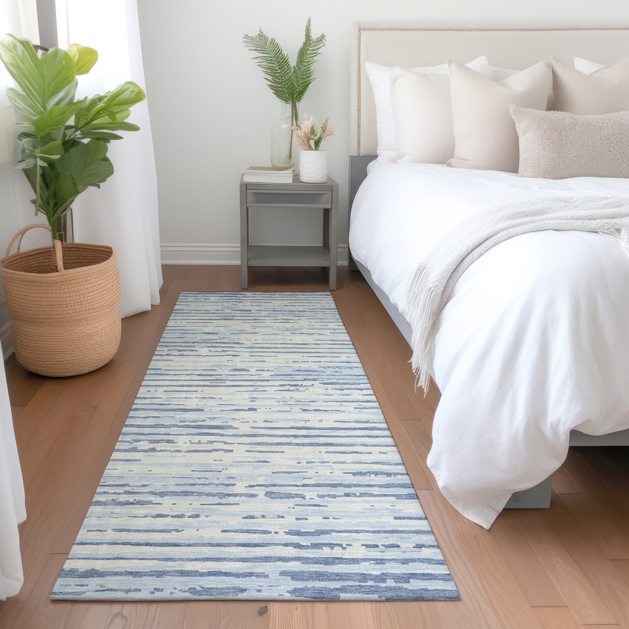 Chiang Mai Machine Washable Transitional Sky Blue Rug 2'3" x 7'6" #shape_Runner