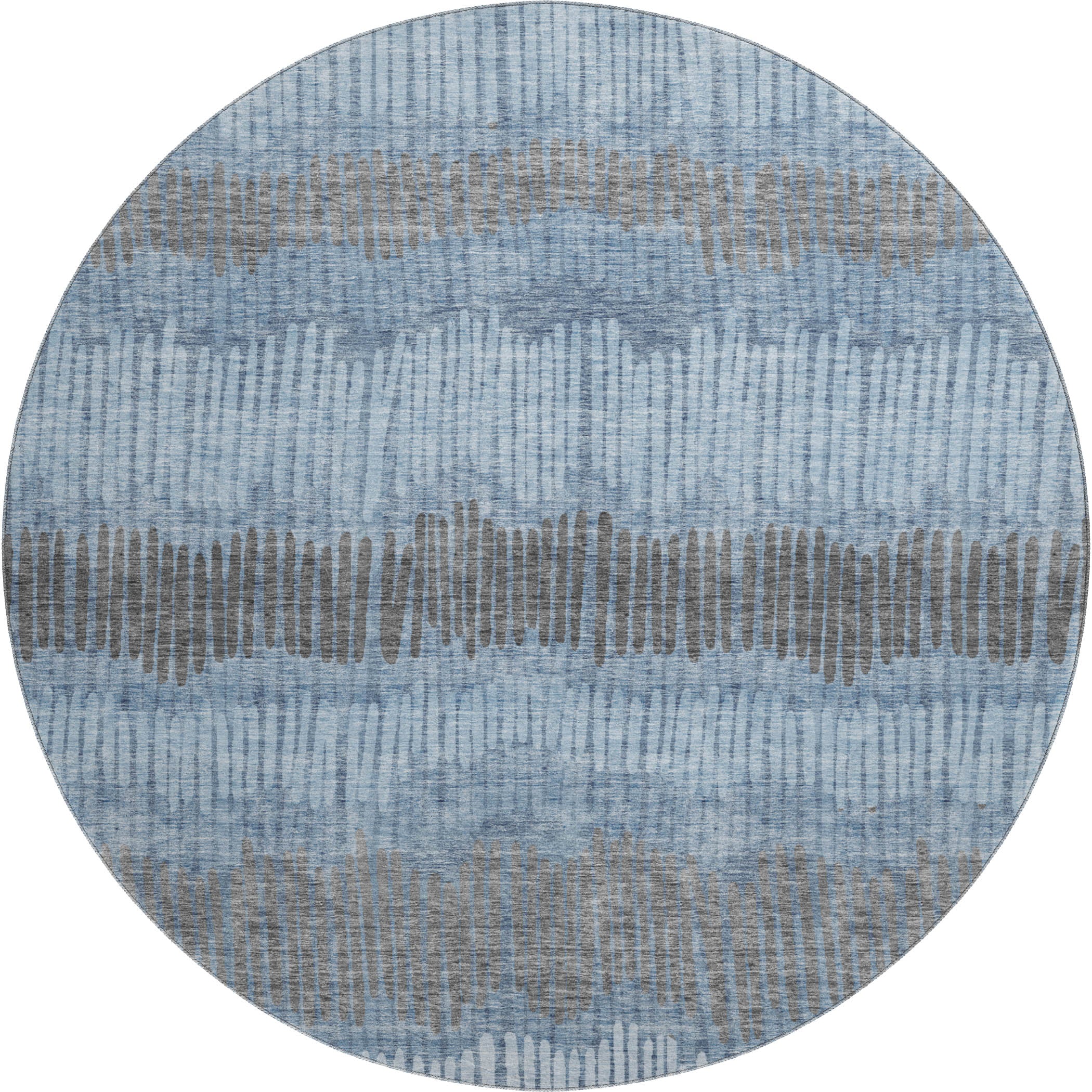 Lima Machine Washable Transitional Blue Rug 8' x 8' #shape_Round