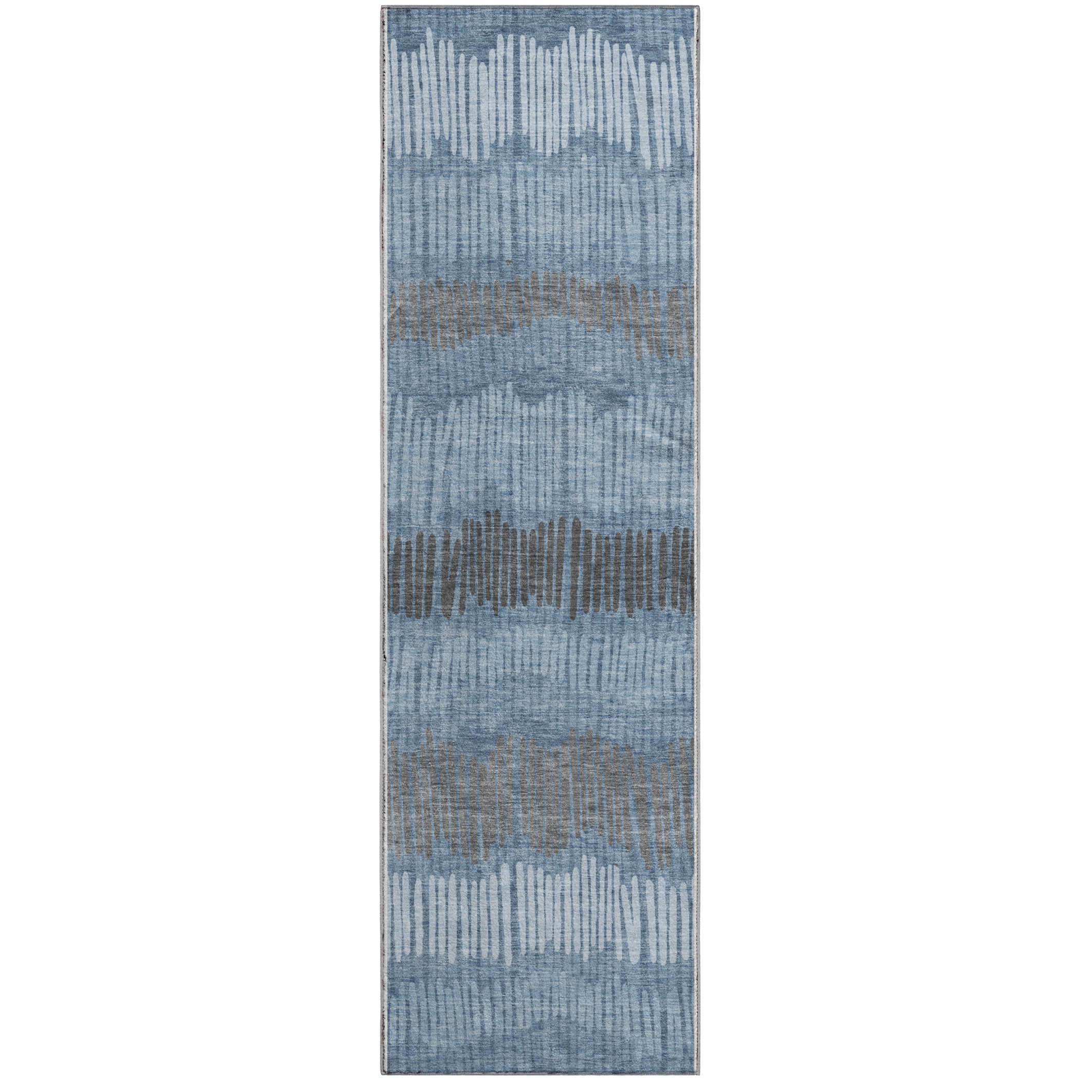 Lima Machine Washable Transitional Blue Rug 2'3" x 7'6" #shape_Runner