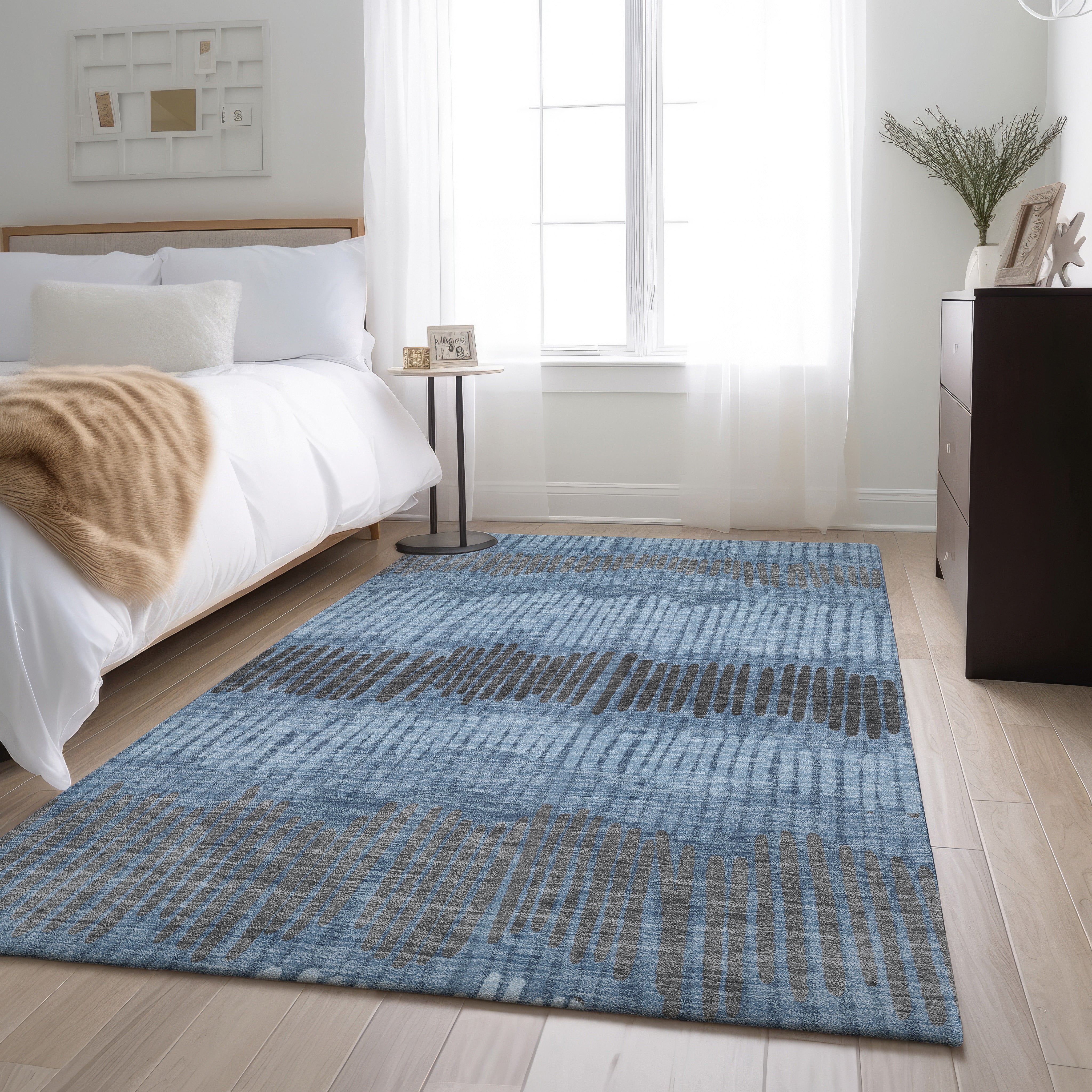 Lima Machine Washable Transitional Blue Rug 2'6" x 3'10" #shape_Rectangle