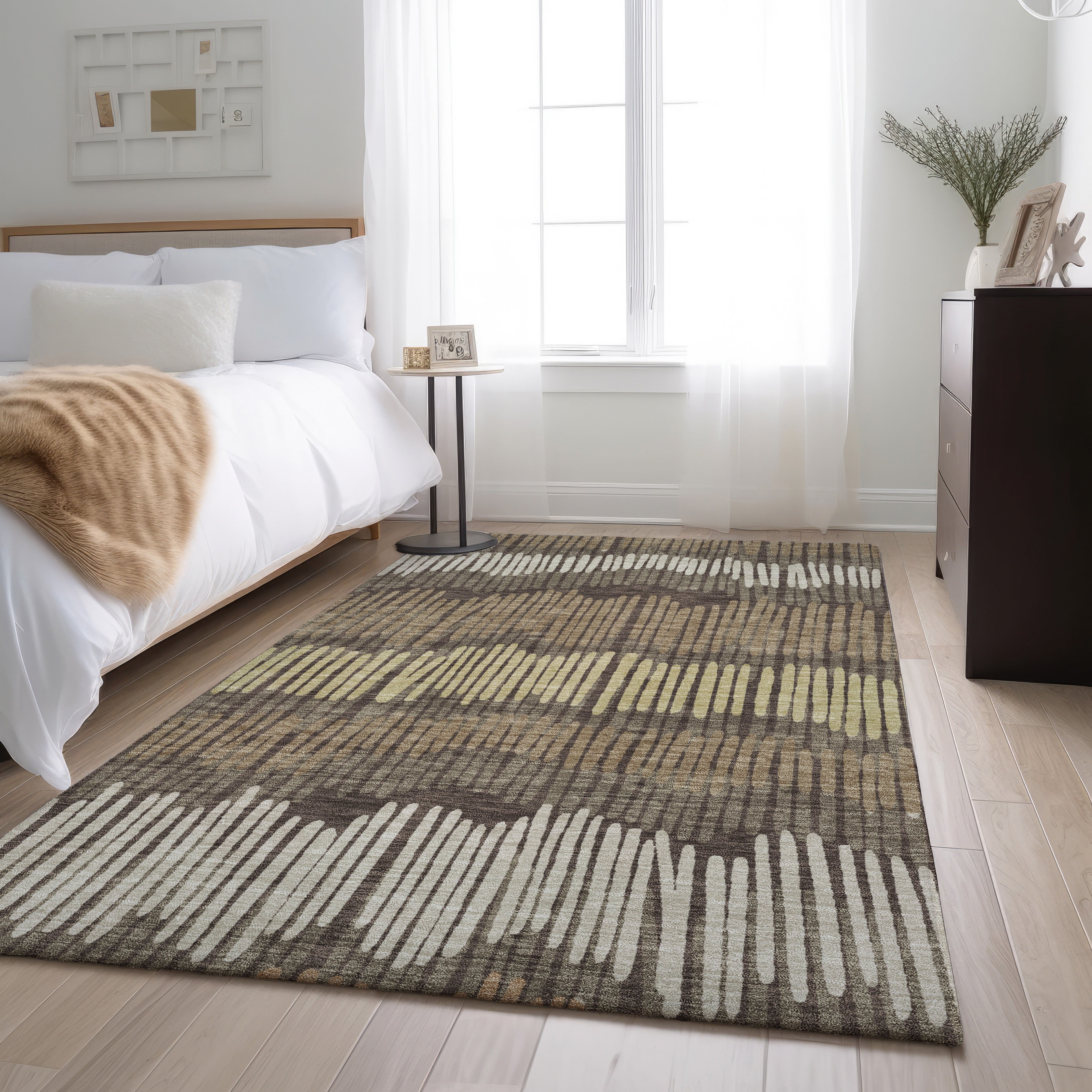 Lima Machine Washable Transitional Brown Rug 2'6" x 3'10" #shape_Rectangle