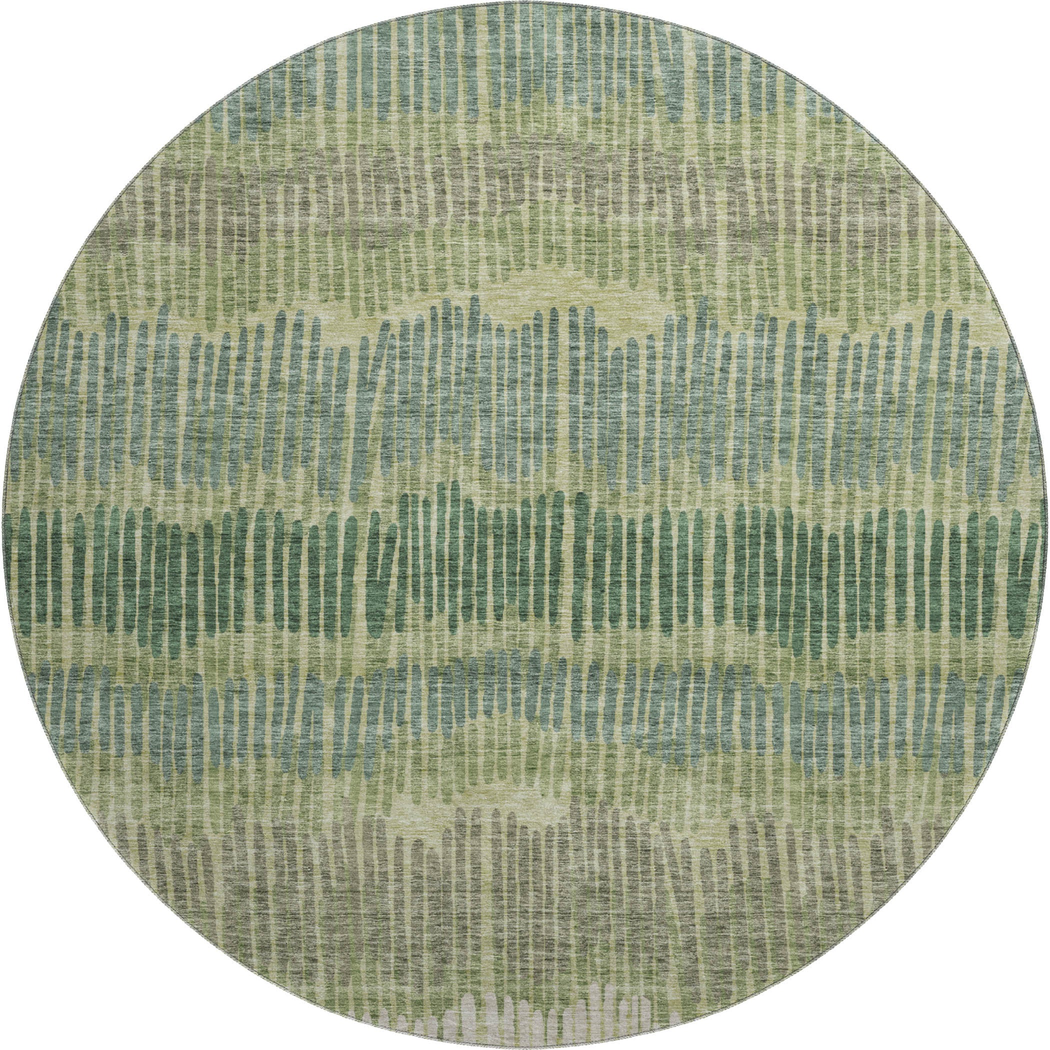 Lima Machine Washable Transitional Green Rug 8' x 8' #shape_Round