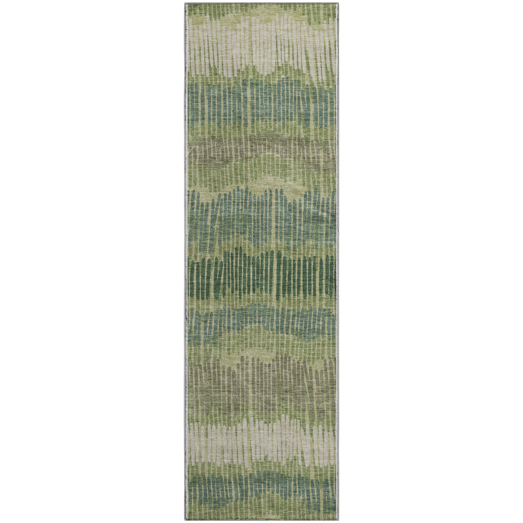 Lima Machine Washable Transitional Green Rug 2'3" x 7'6" #shape_Runner