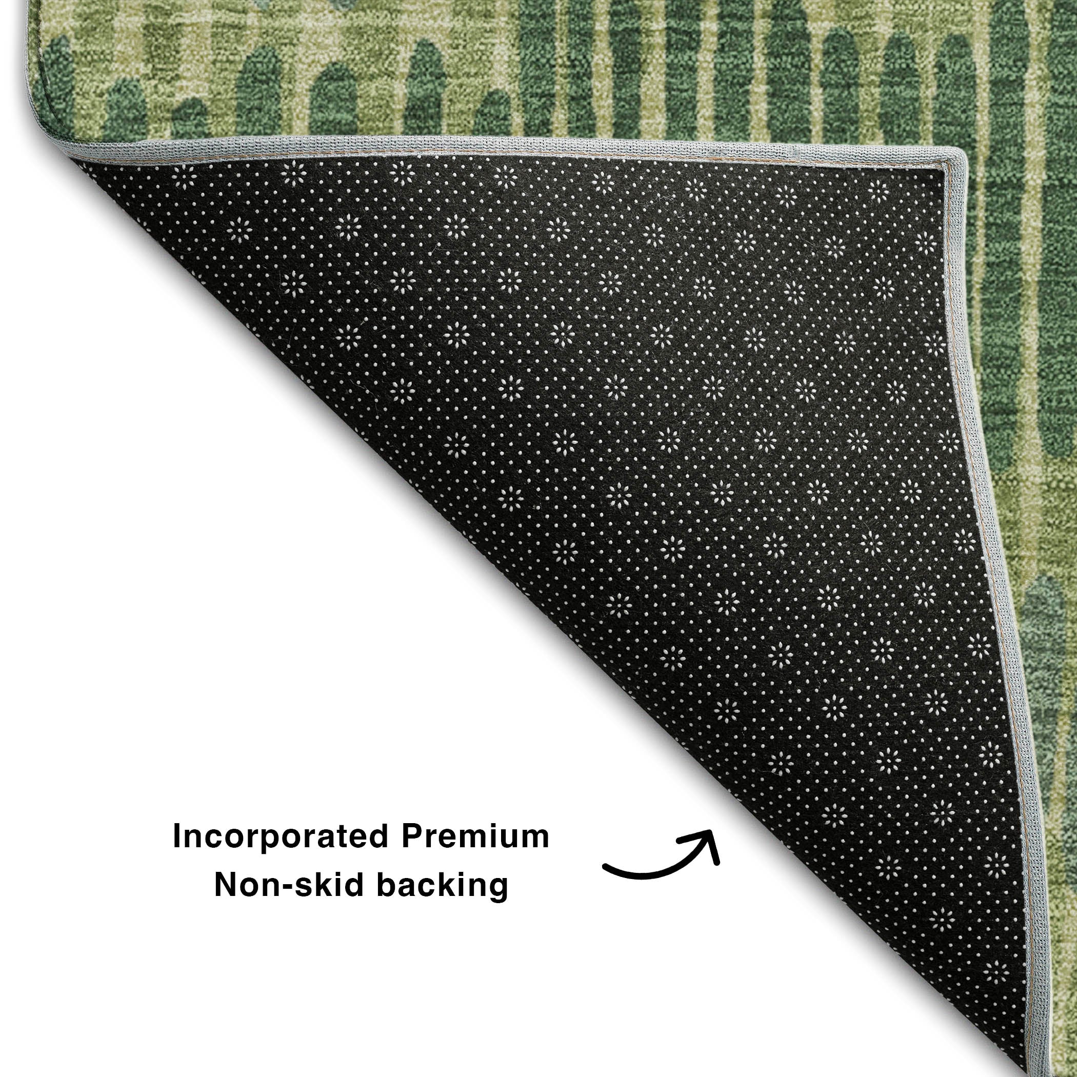 Lima Machine Washable Transitional Green Rug 1'8" x 2'6" #shape_Rectangle