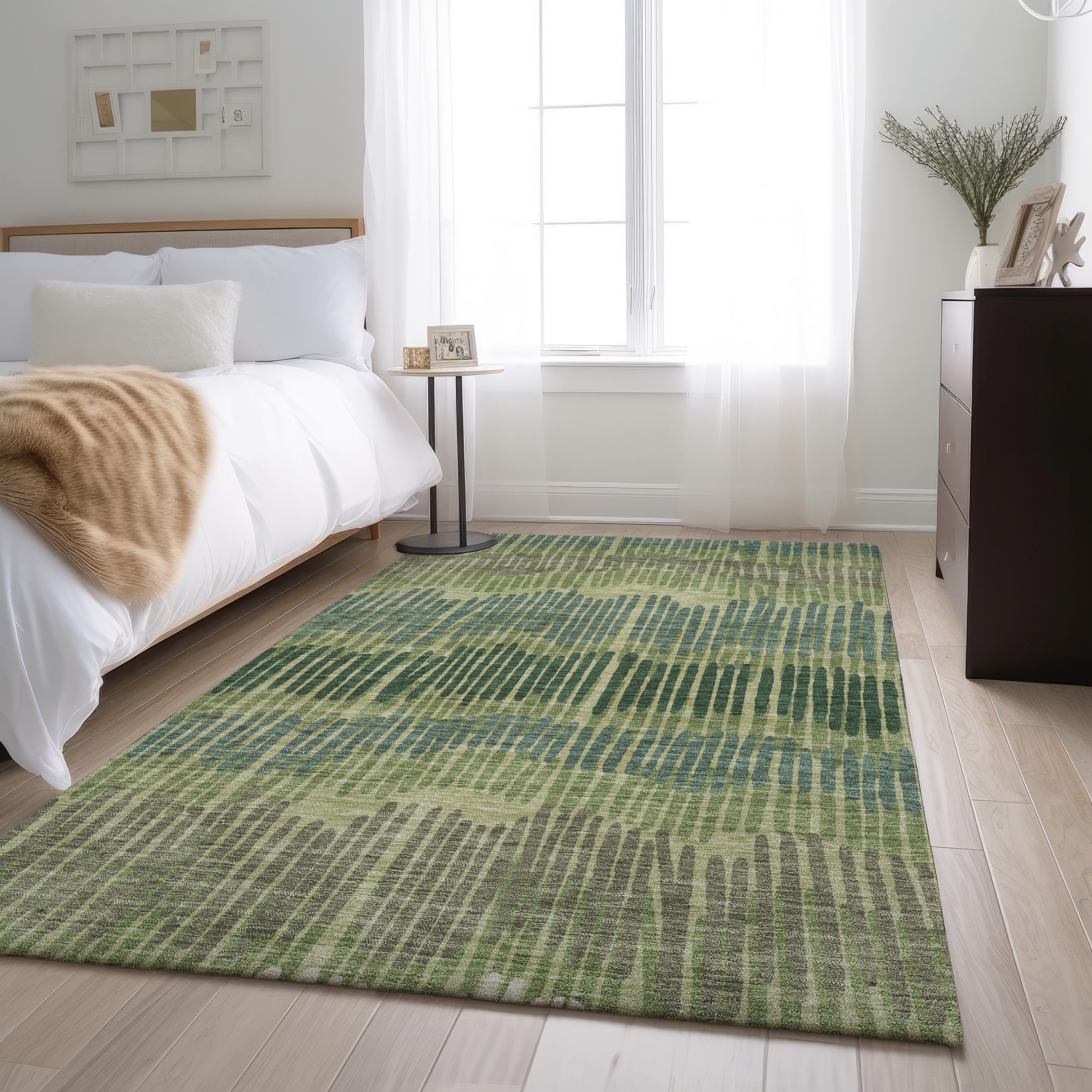 Lima Machine Washable Transitional Green Rug 2'6" x 3'10" #shape_Rectangle