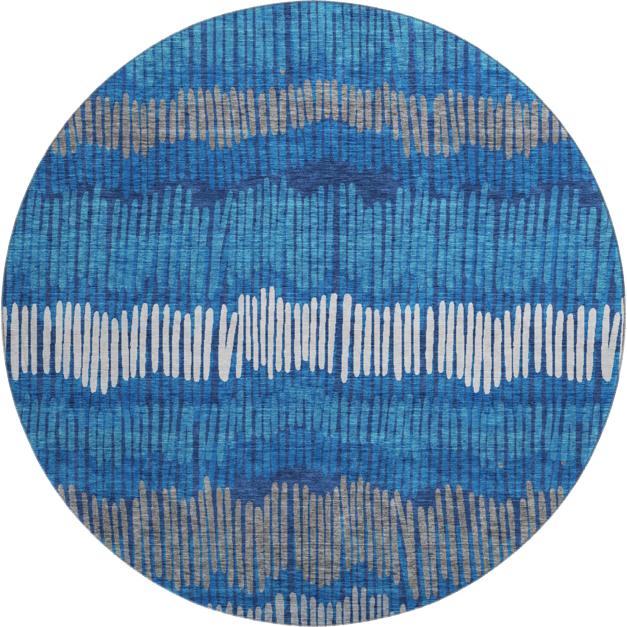 Lima Machine Washable Transitional Navy Blue Rug 8' x 8' #shape_Round